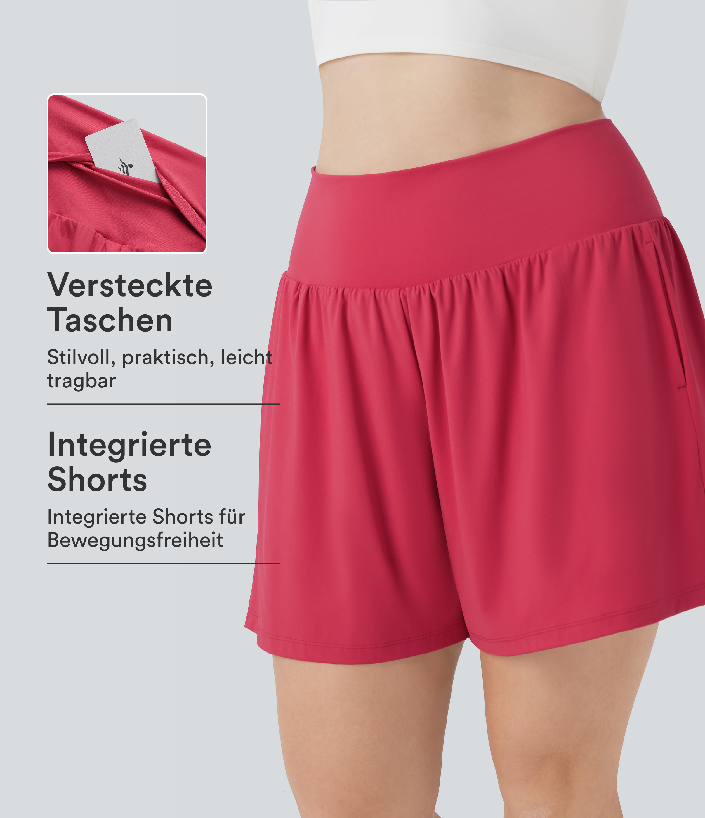 Softlyzero™ Airy - 2-in-1 Yoga-Shorts mit superhohem Bund, Seitentaschen und Cool-Touch - Plus-Size, 18 cm