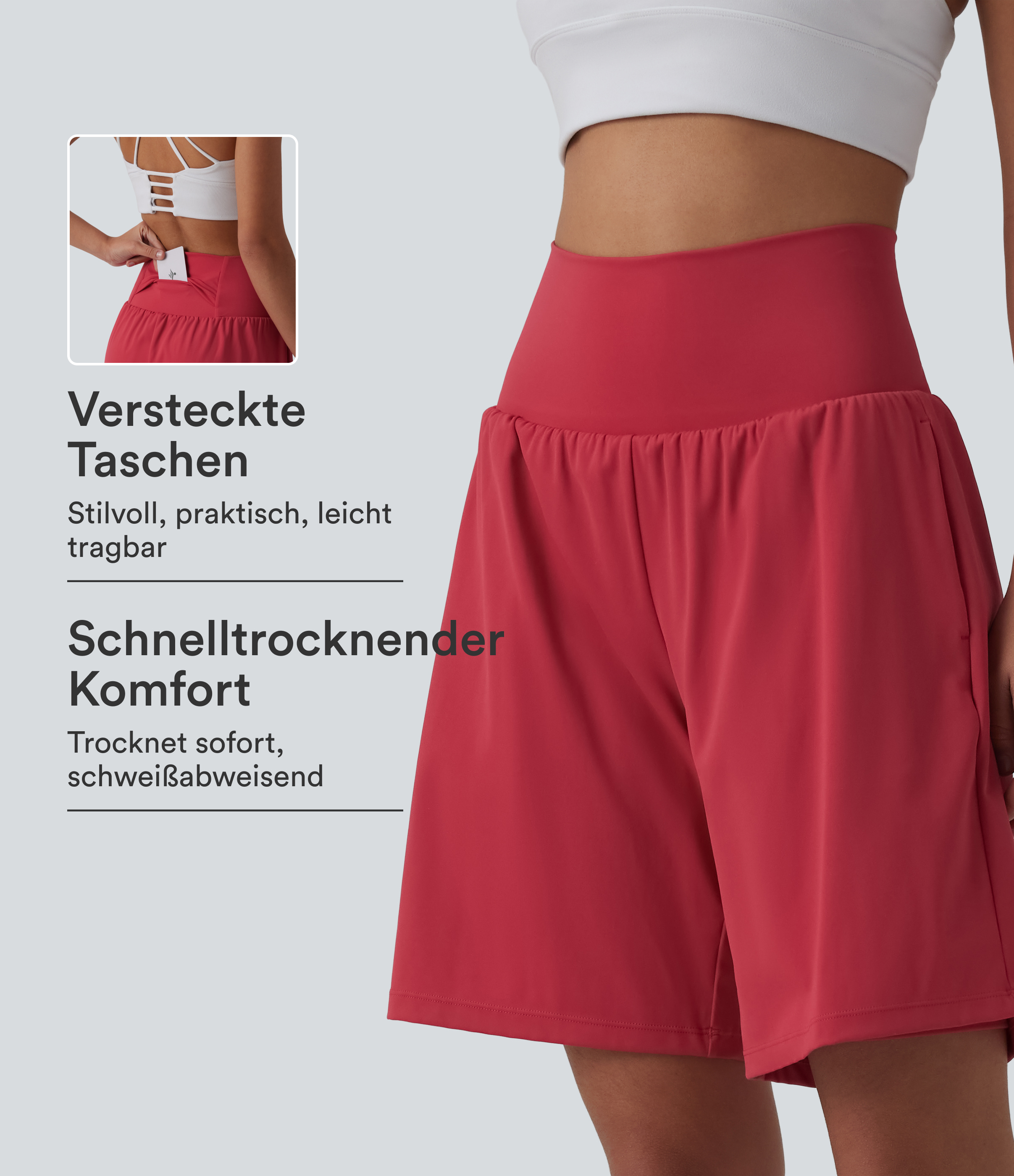 Softlyzero™ Airy - 2-in-1 Yoga-Shorts mit superhohem Bund, mehreren Taschen und Cool-Touch - 22,9 cm