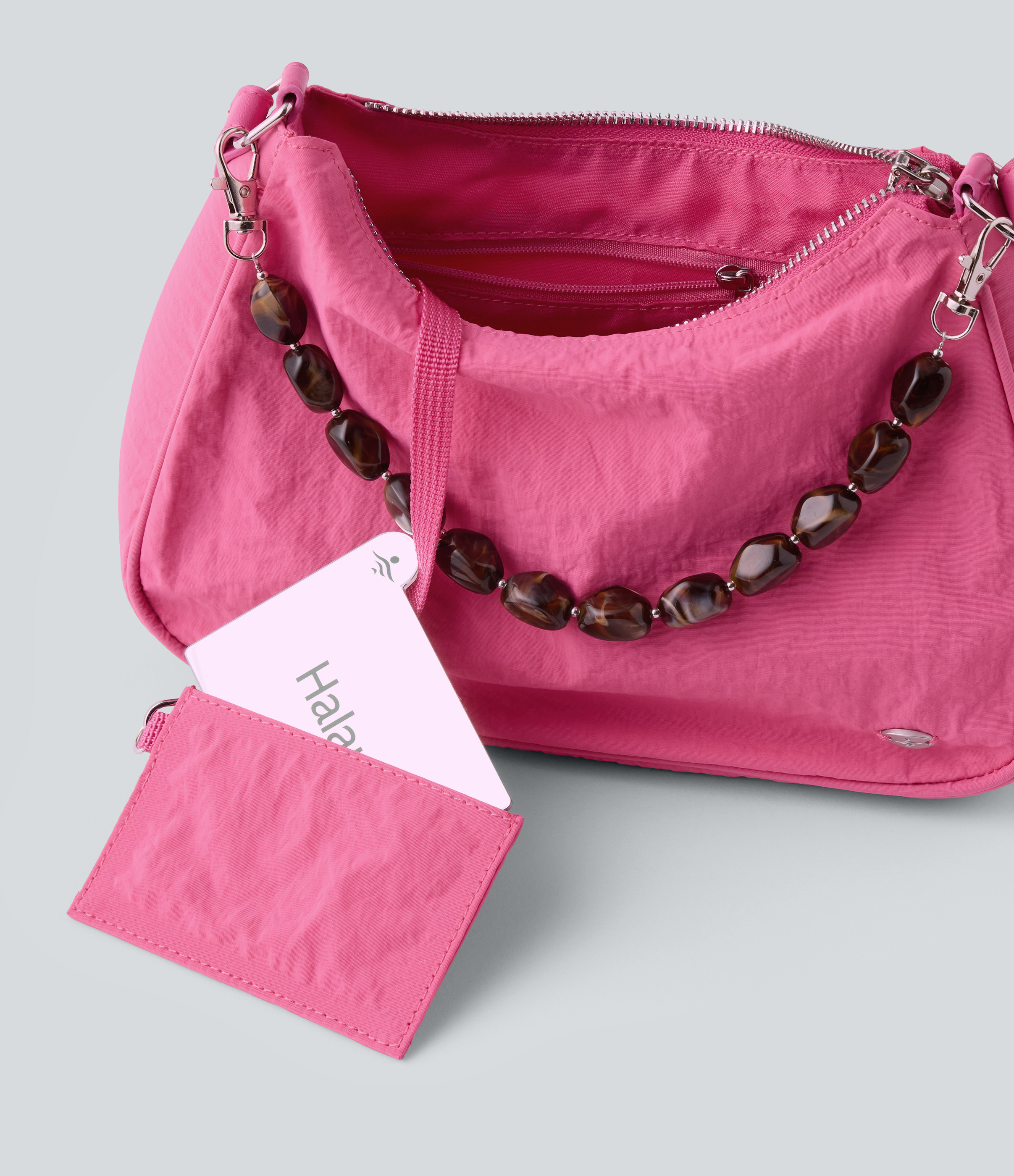 Hot Pink Nylon Shoulder Bag / 2