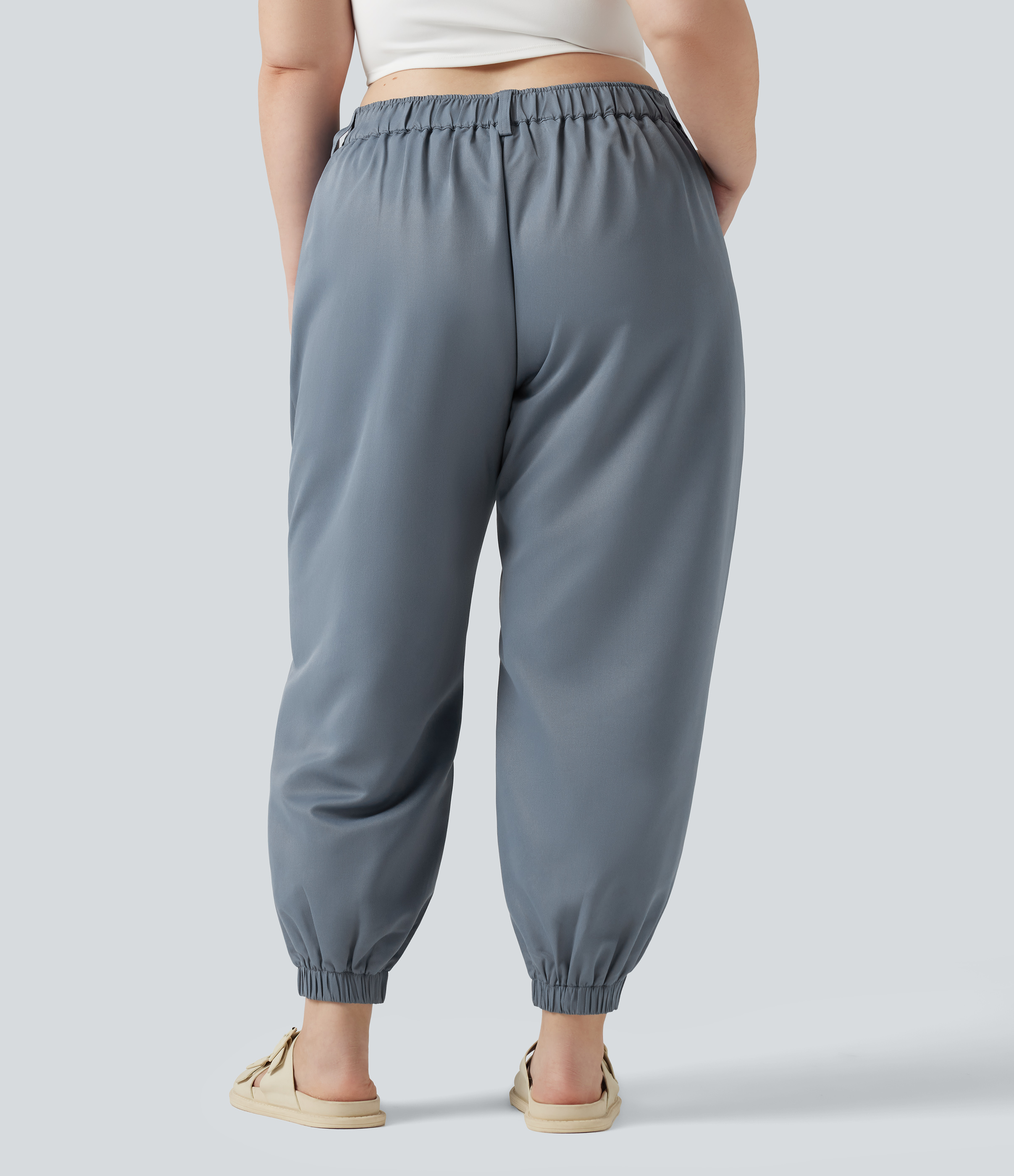 Ashley Blue Plus Size Mid Rise Casual Joggers with Pockets / 2