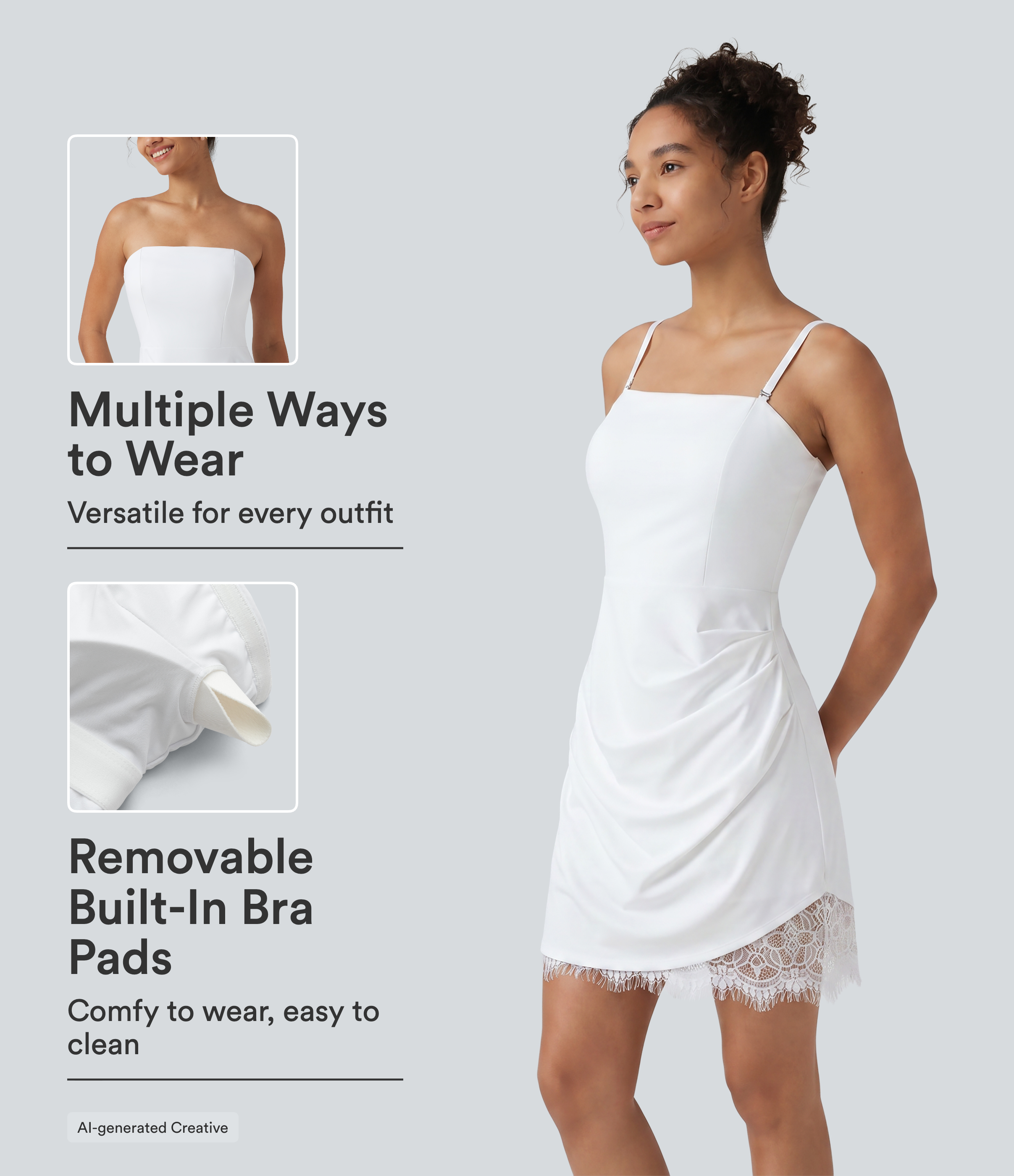 Softlyzero™ Airy Built-in Bra Contrast Lace Cool Touch Mini Slip Dress-UPF50+