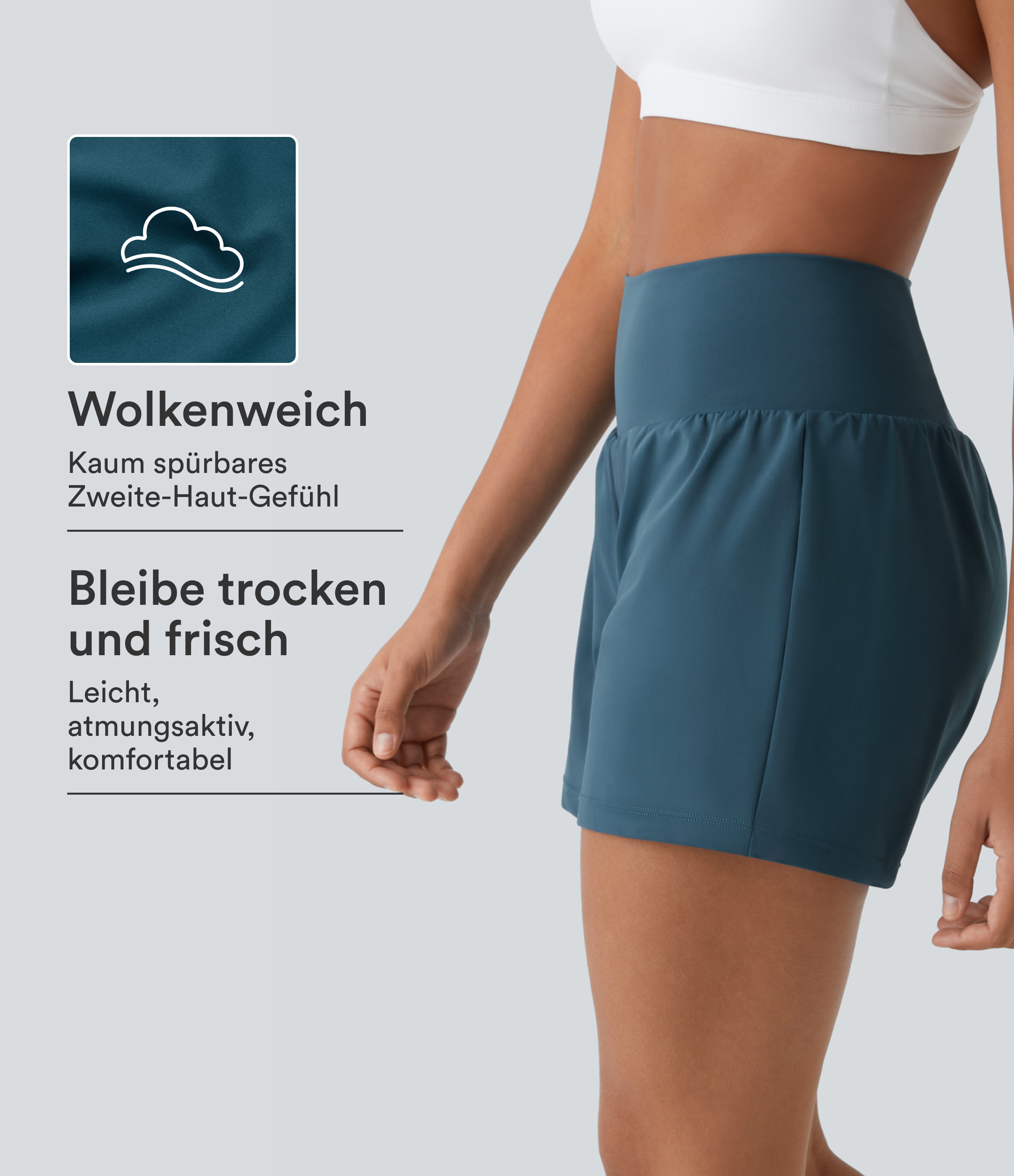 SoftlyZero™ Airy - Super hoch taillierte 2-in-1-Yoga-Shorts mit Gesäßtasche und Seitentasche-längere Länge