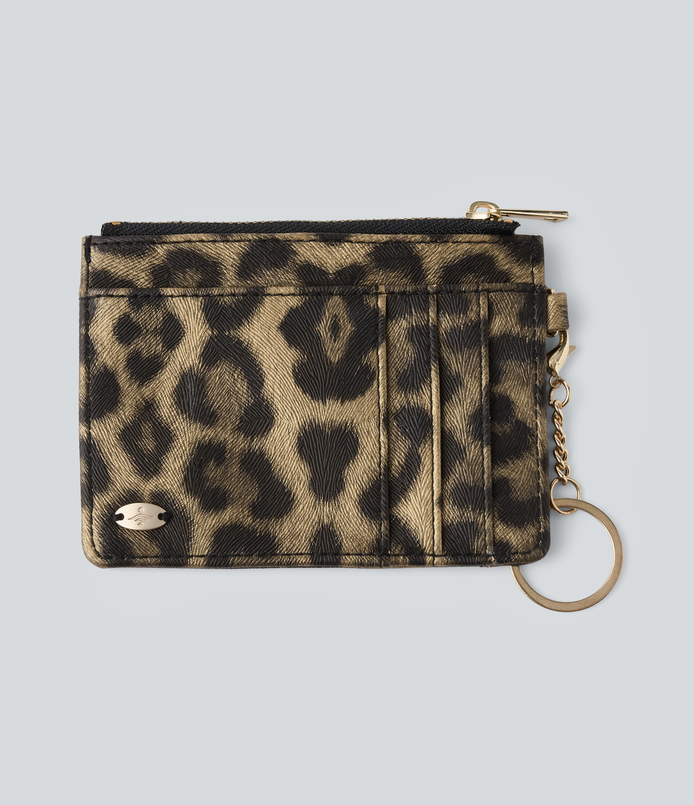 Leopard Print Metal Chain Card Holder