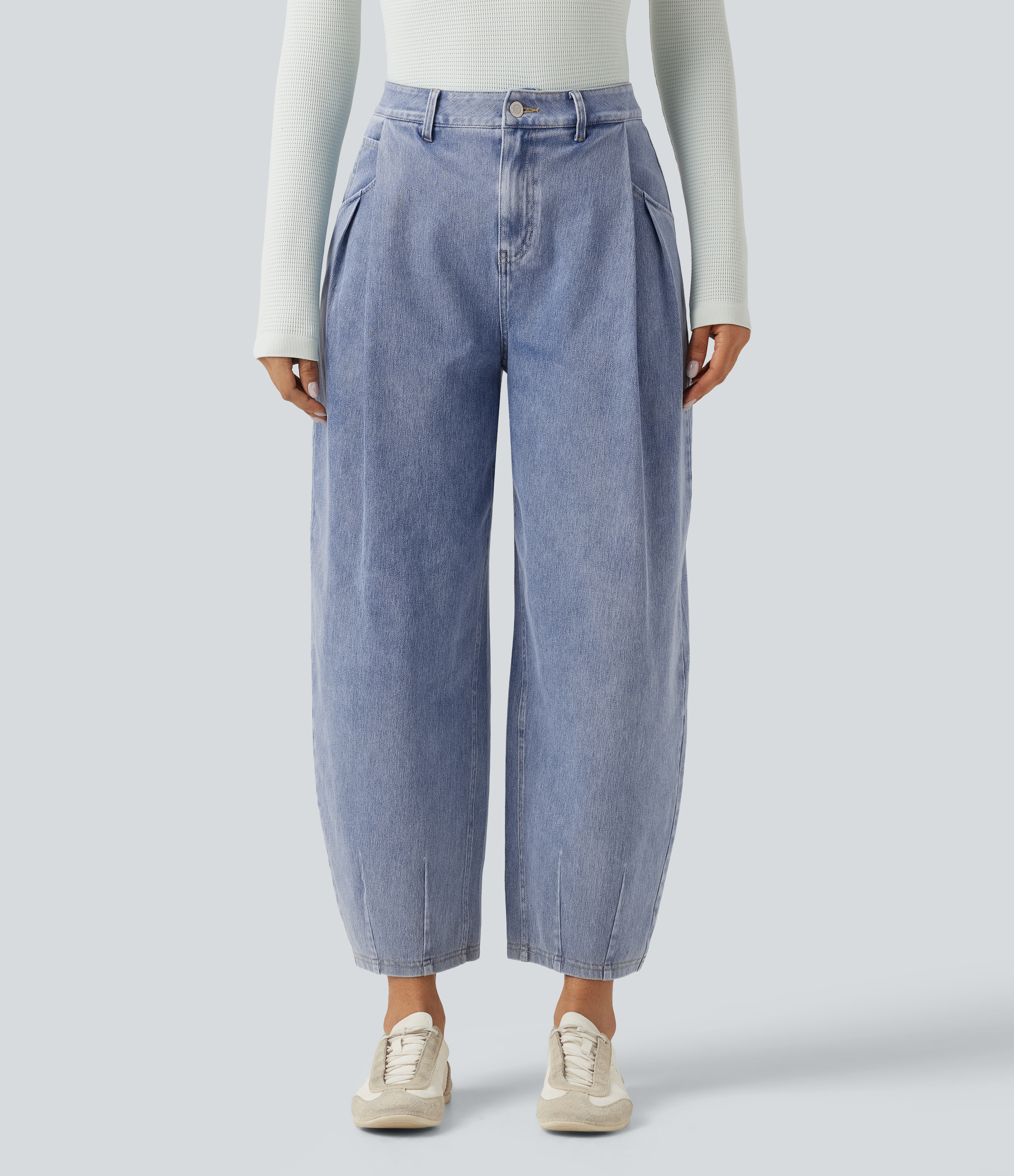 Halara Flex™ High Waisted Barrel Leg Casual Jeans with Pockets 