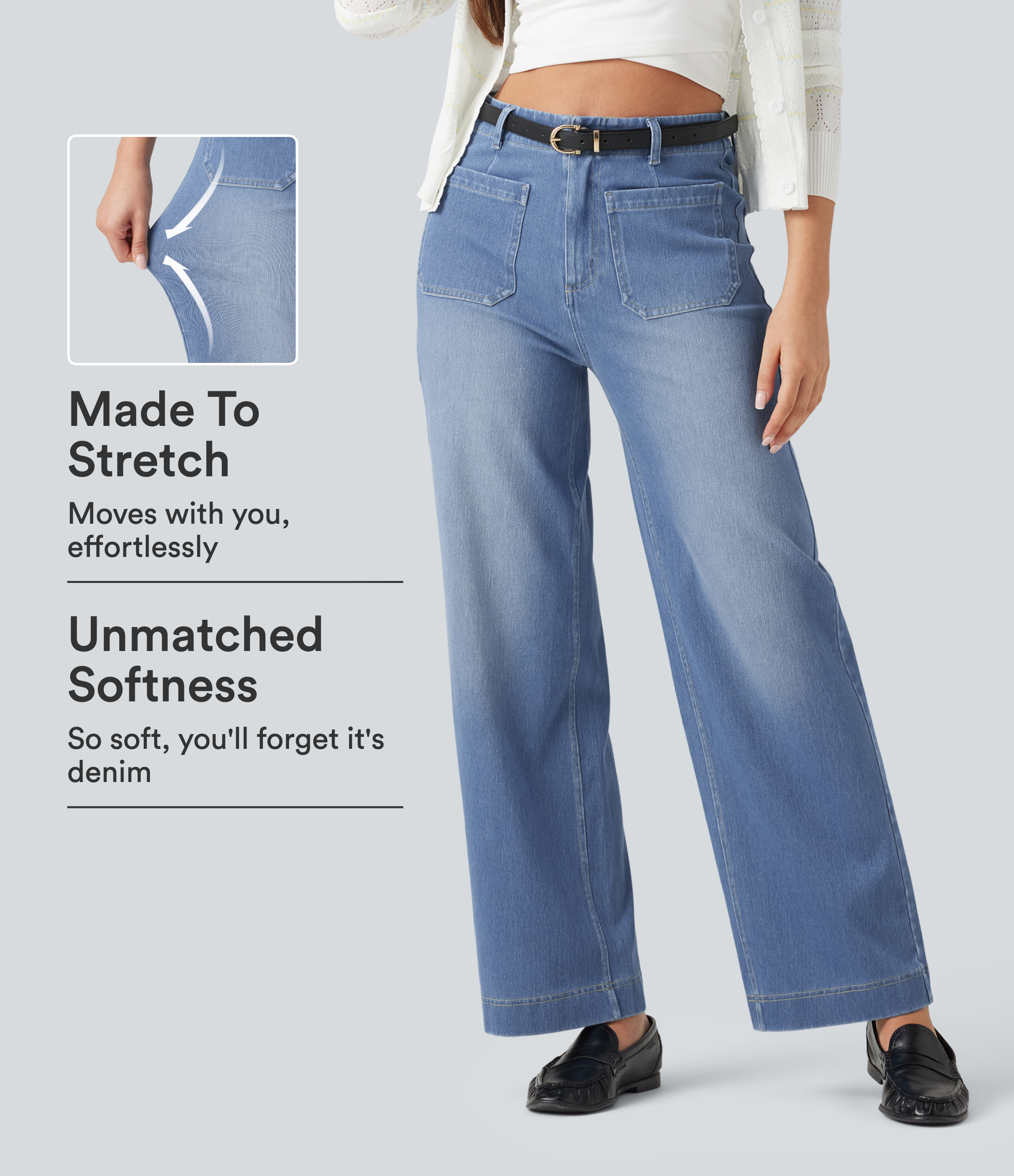 Halara Flex™ High Waisted Straight Leg Casual Jeans with Pockets