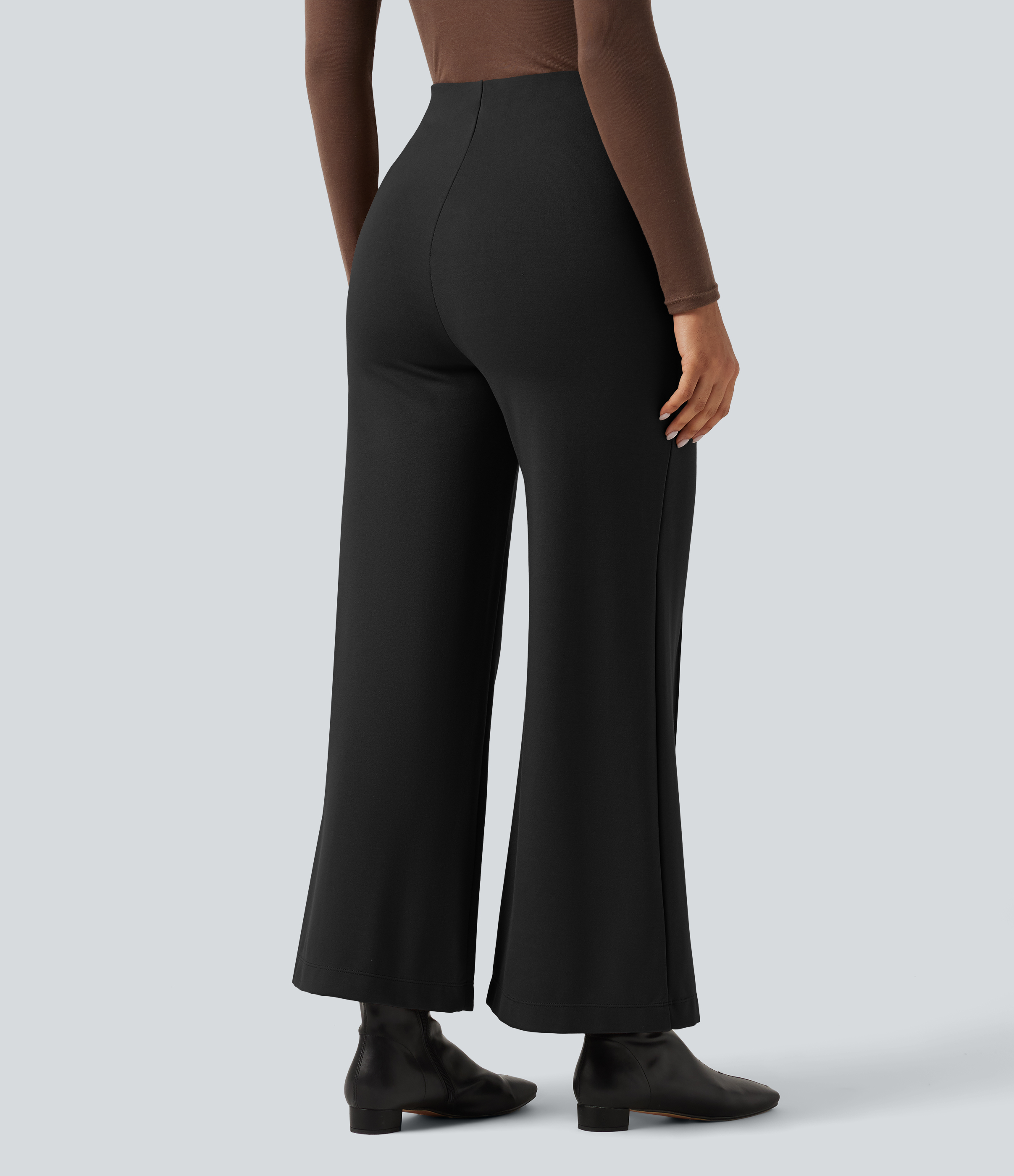 Noir Halara Flex™ Pantalon de travail taille haute à plis piqués et jambe large / 2
