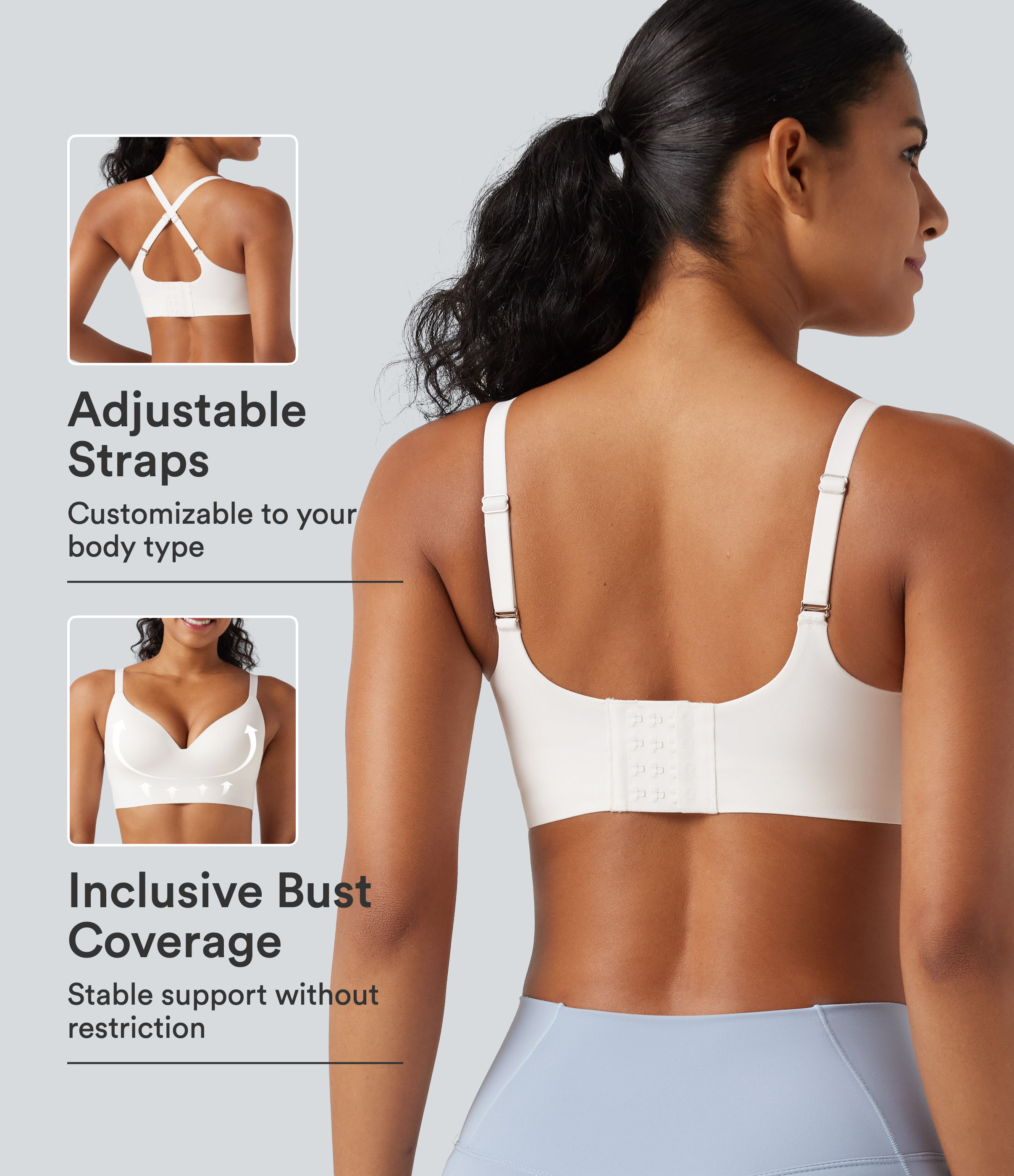 SoftlyZero™ Low Support Deep V Neck Non-Removable Pad Push Up Yoga Sports Bra-UPF50+