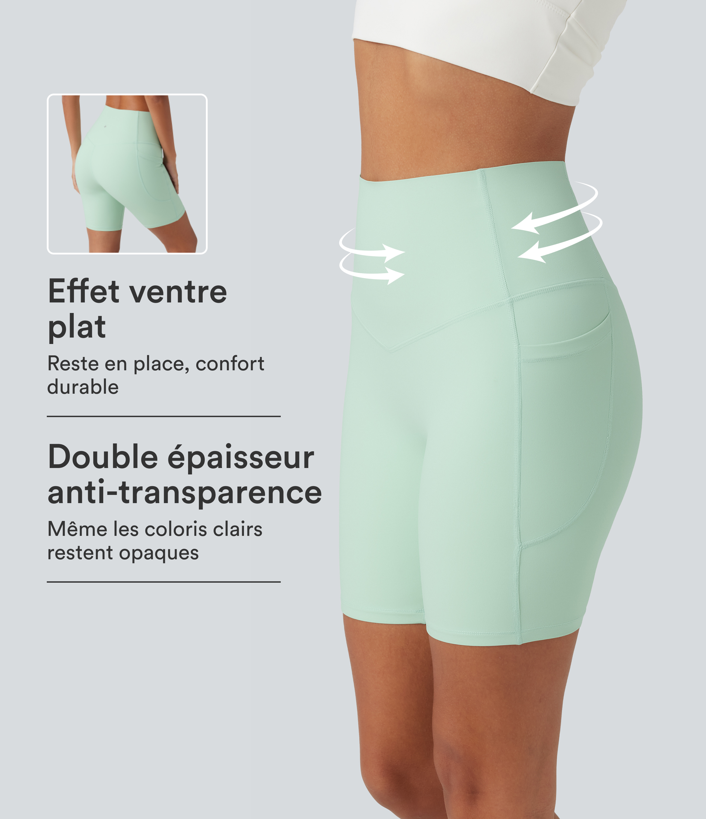 Short biker d’entraînement taille haute gainant Halara UltraSculpt™ avec poches, 18 cm