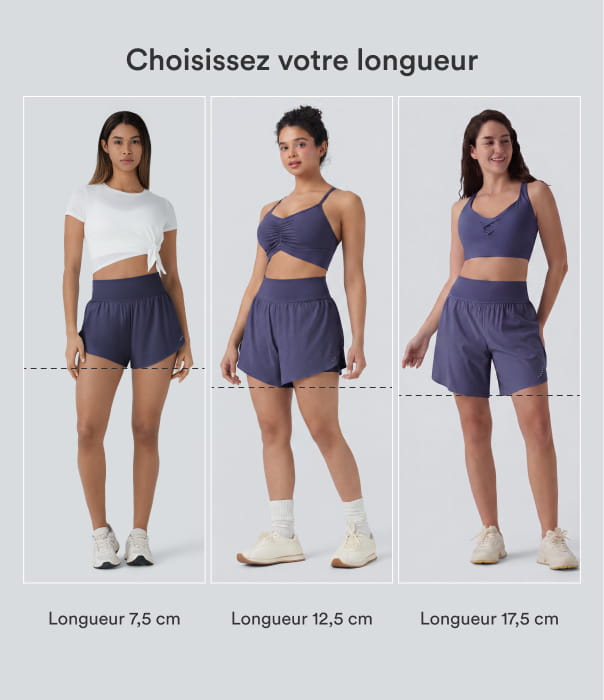 Dawn Purple Softlyzero™ QuickDry Short de course à pied 2-en-1 taille haute à ourlet croisé avec pois réfléchissants et poches latérales / 2