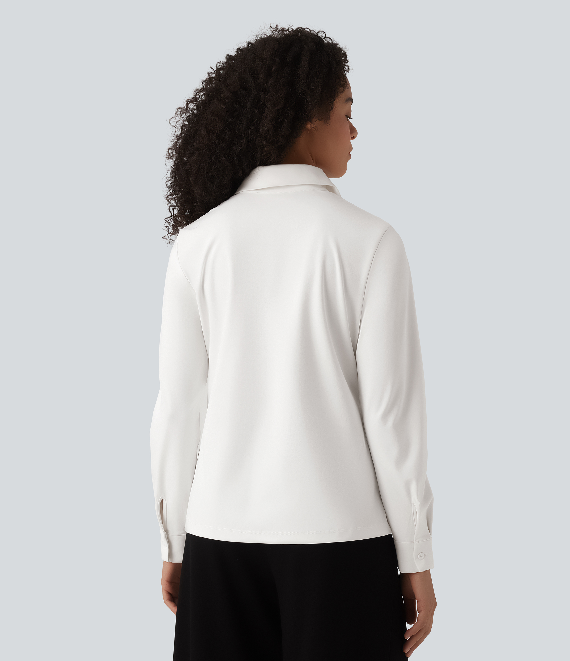 White Wrinkle Recovery Collar Long Sleeve Quick Dry Work Shirt / 2