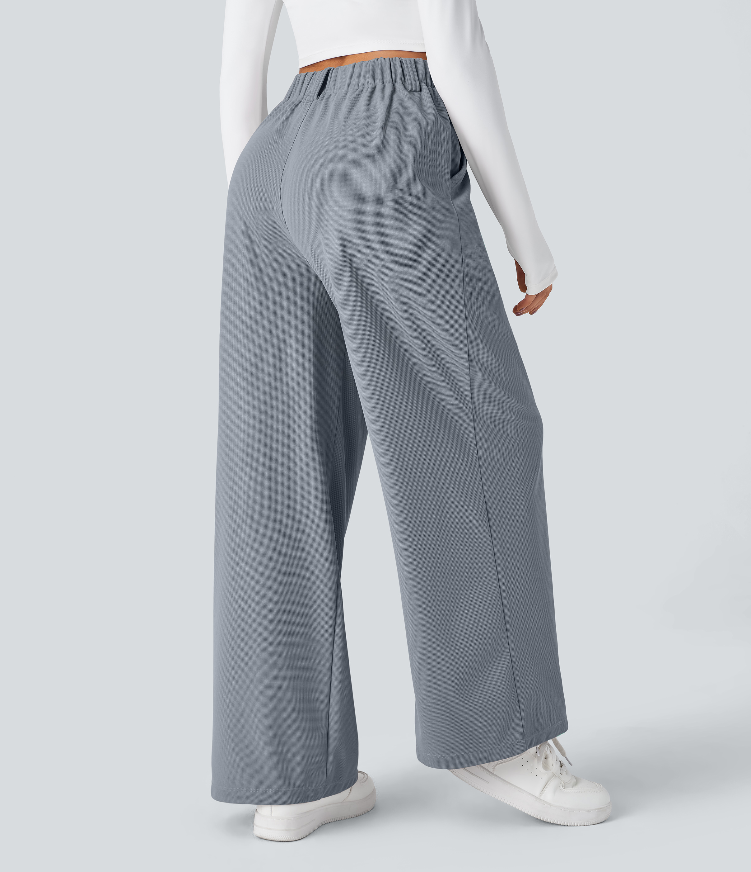 Weathervane Halara Flex™ High Waisted Pocket Wide Leg Waffle Work Trousers / 2