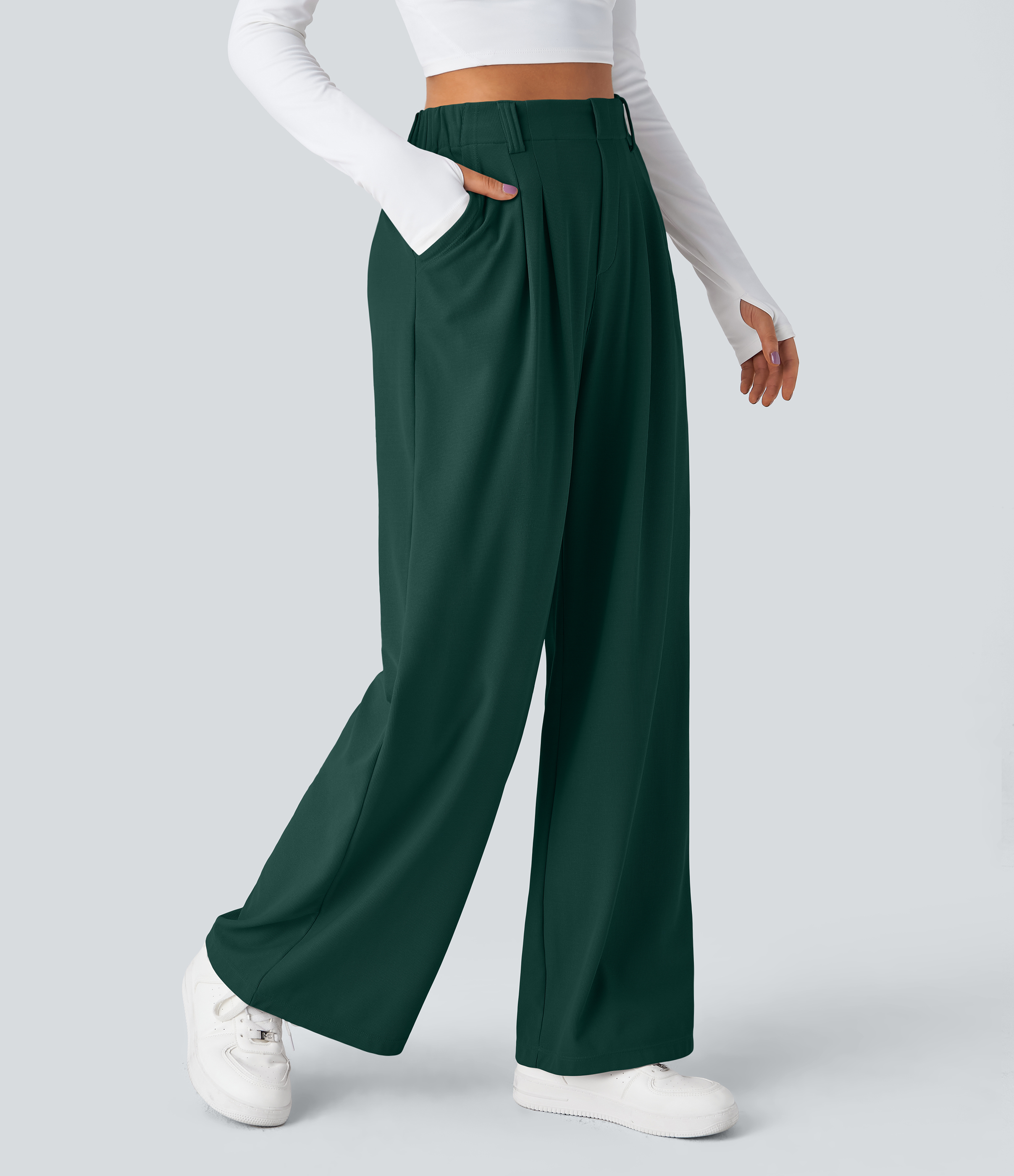 Halara Flex™ High Waisted Pocket Wide Leg Waffle Work Pants