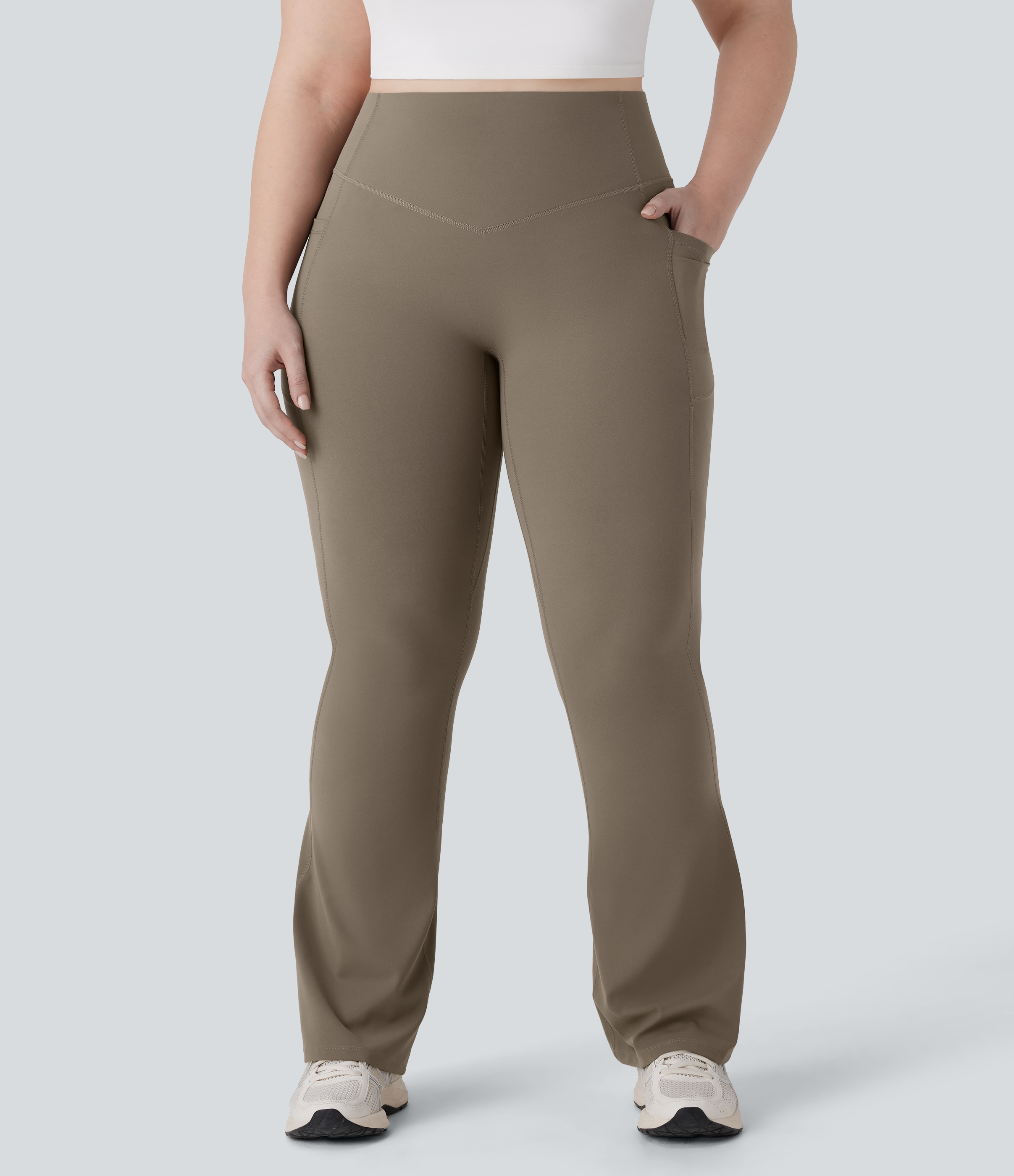 Dawn Brown Halara UltraSculpt™ Leggings taglia plus — vita alta, arricciatura che solleva il gluteo, controllo addome, con tasca, modellanti, bootcut da yoga / 2