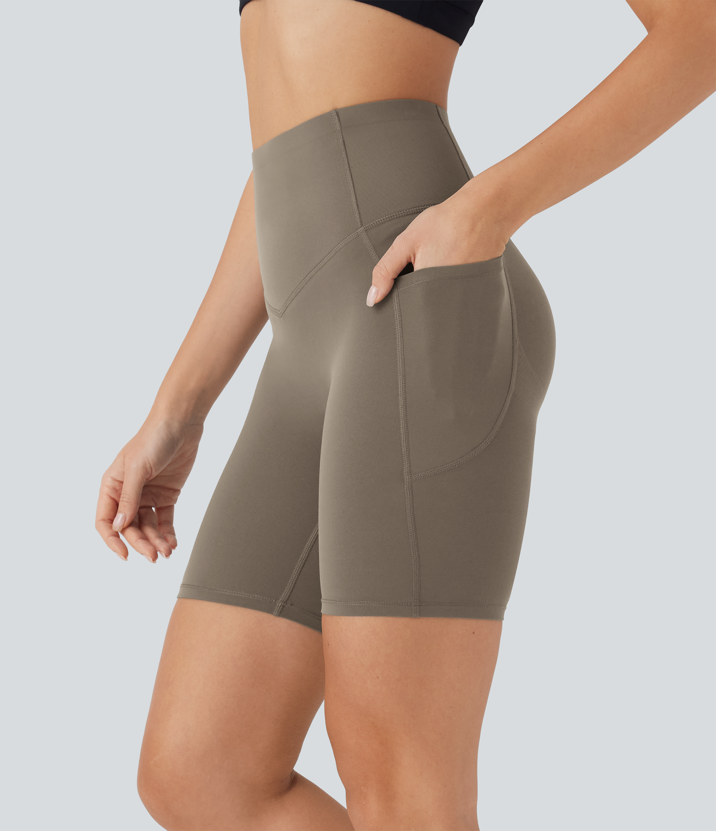 Halara UltraSculpt™ High Waisted Butt Lifting Tummy Control Pocket Shaping Training Biker Shorts 7''
