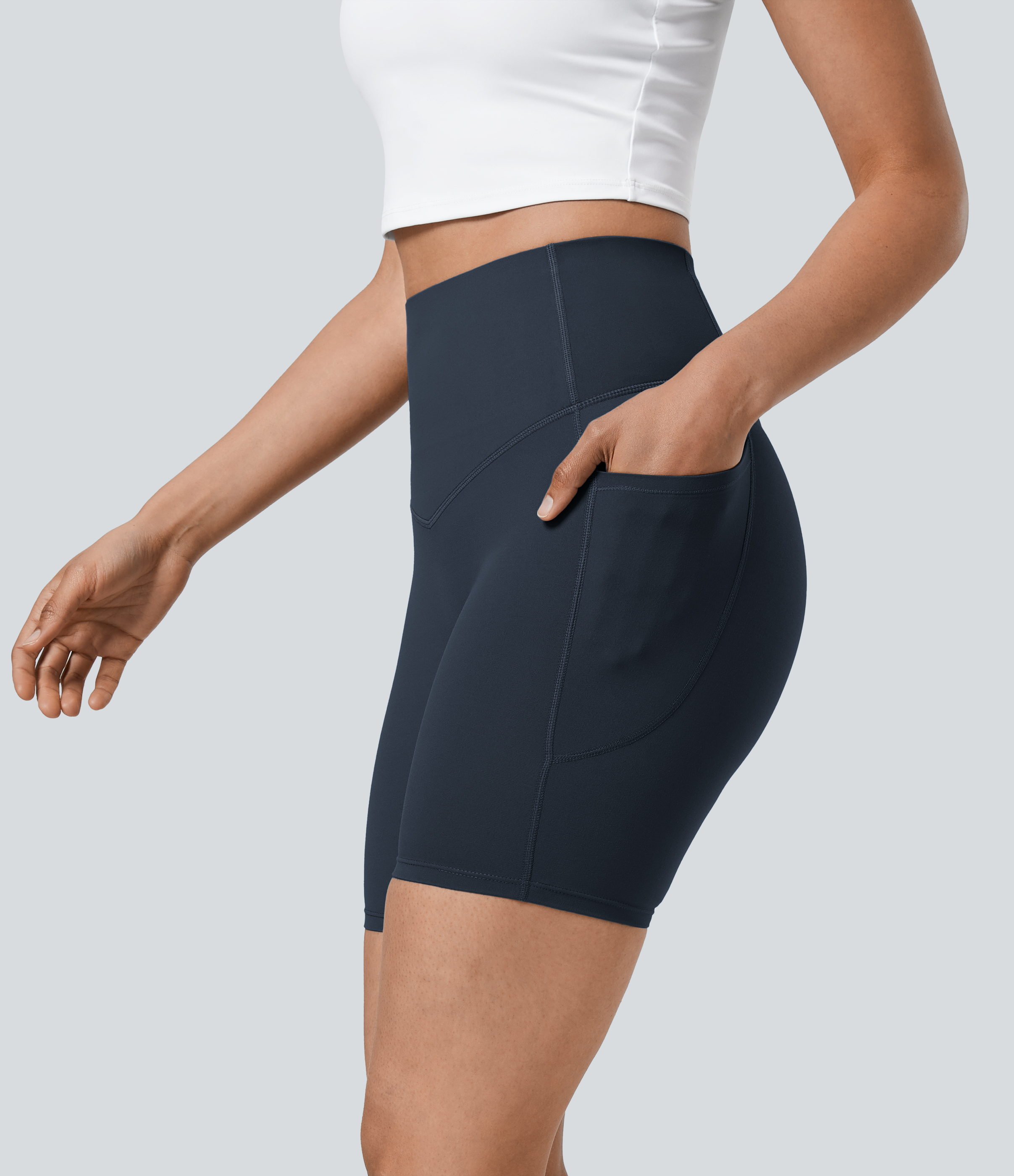 Halara UltraSculpt™ High Waisted Tummy Control Pocket Shaping Training Biker Shorts 7''