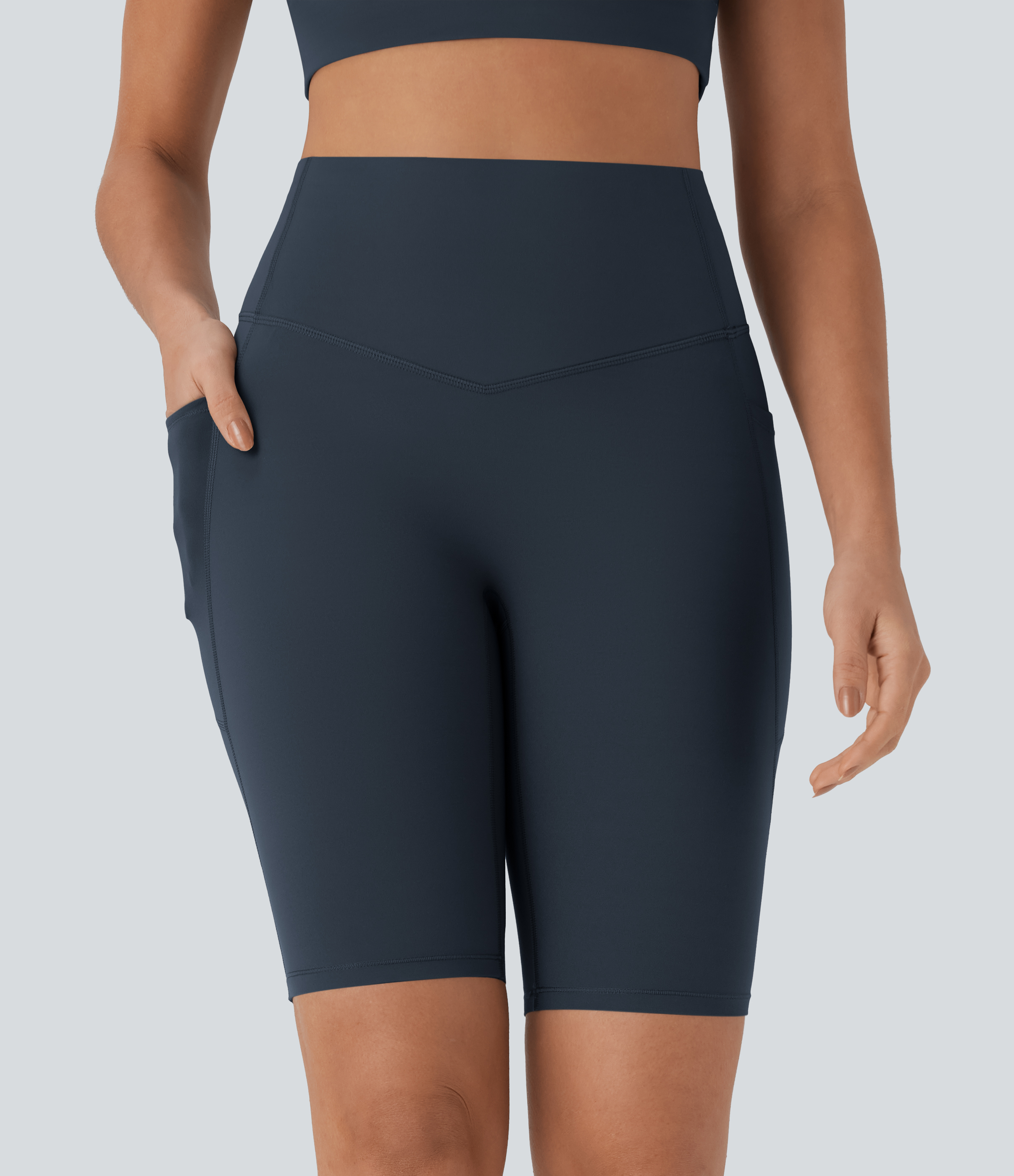 Carbon Halara UltraSculpt™ High Waisted Tummy Control Pocket Shaping Training Biker Shorts 9'' / 2