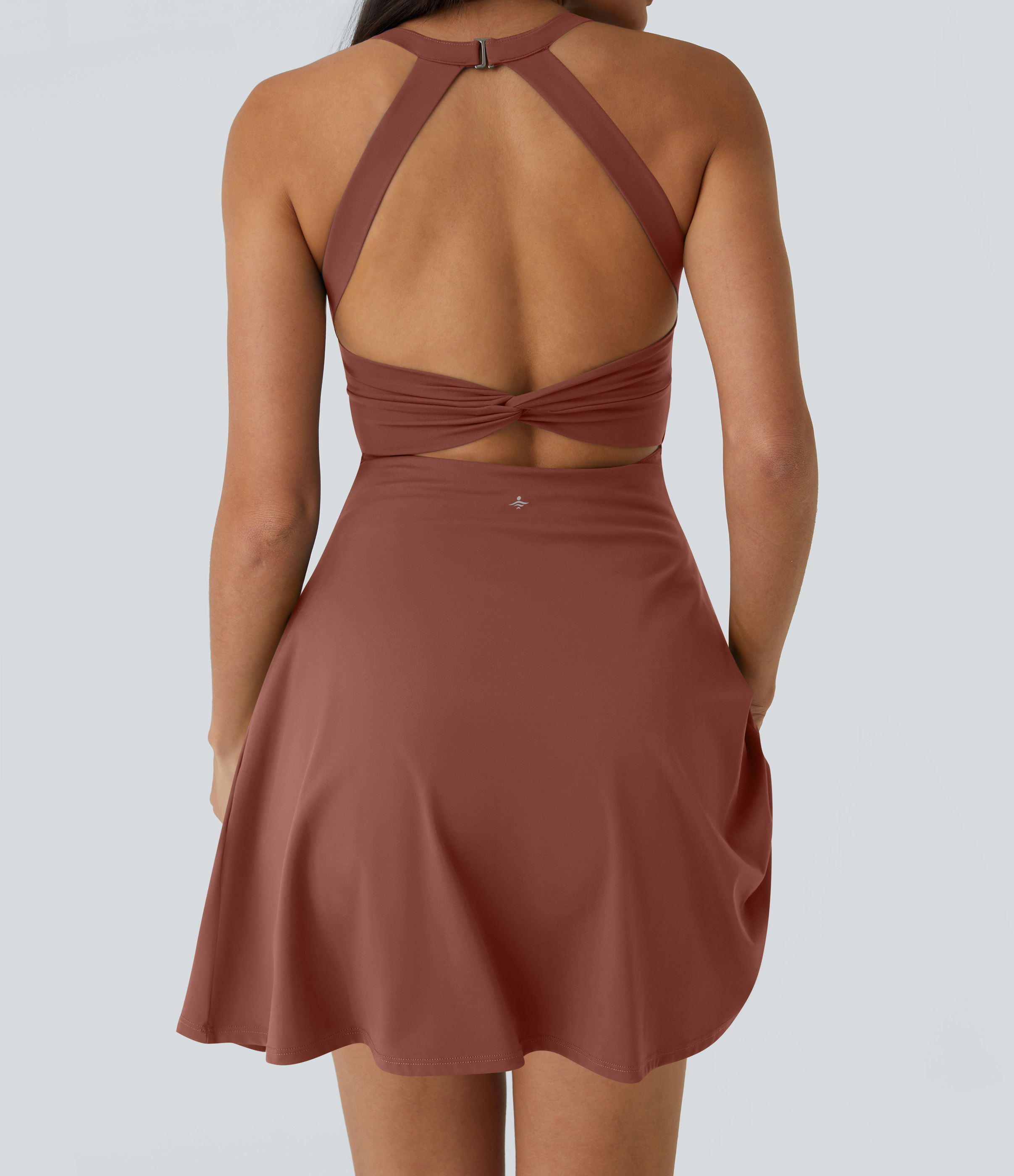SoftlyZero™ Airy Backless Twisted Flare Low Support Dance Active Dress-Longer Length-Easy Peezy Edition A-D Cups
