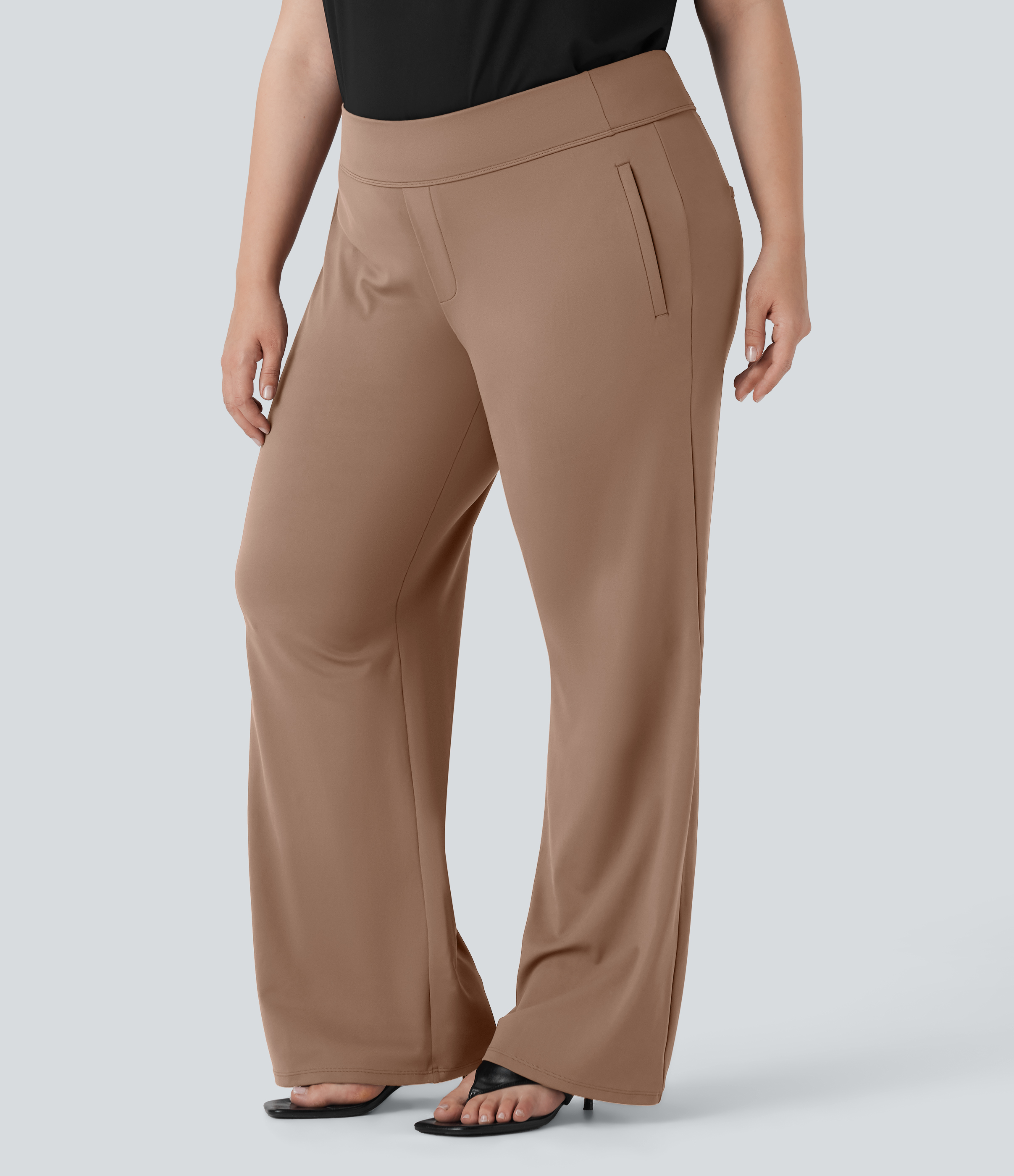 Plus Size Halara Flex™ DayStretch High Waisted Work Flare Pants with Side Zip Pockets