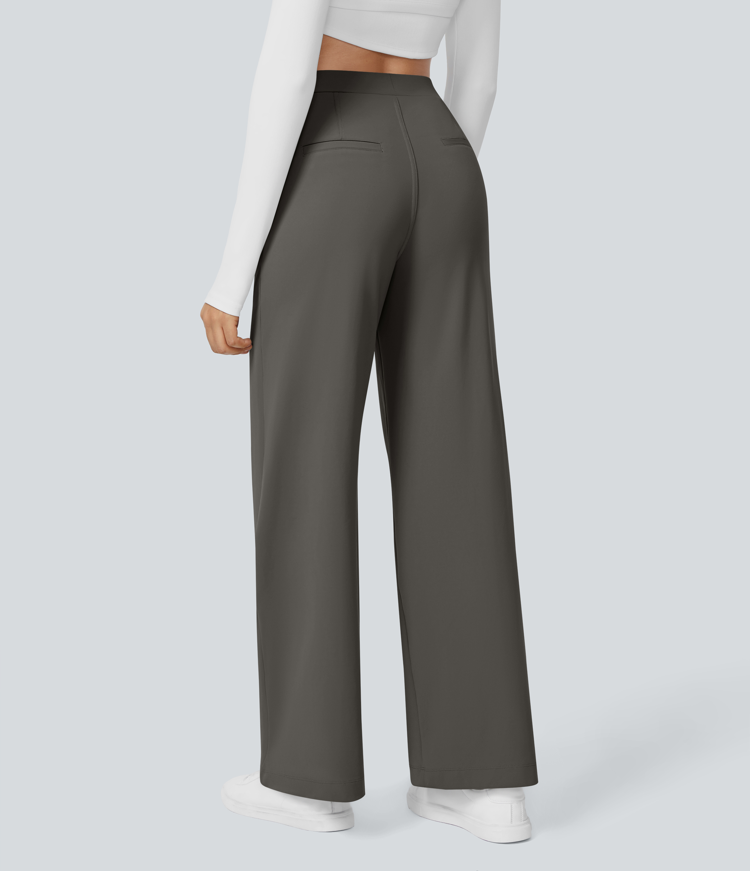 Halara Flex™ DayStretch High Waisted Pocket Straight Leg Work Pants — Deep Red Grey by Halara
