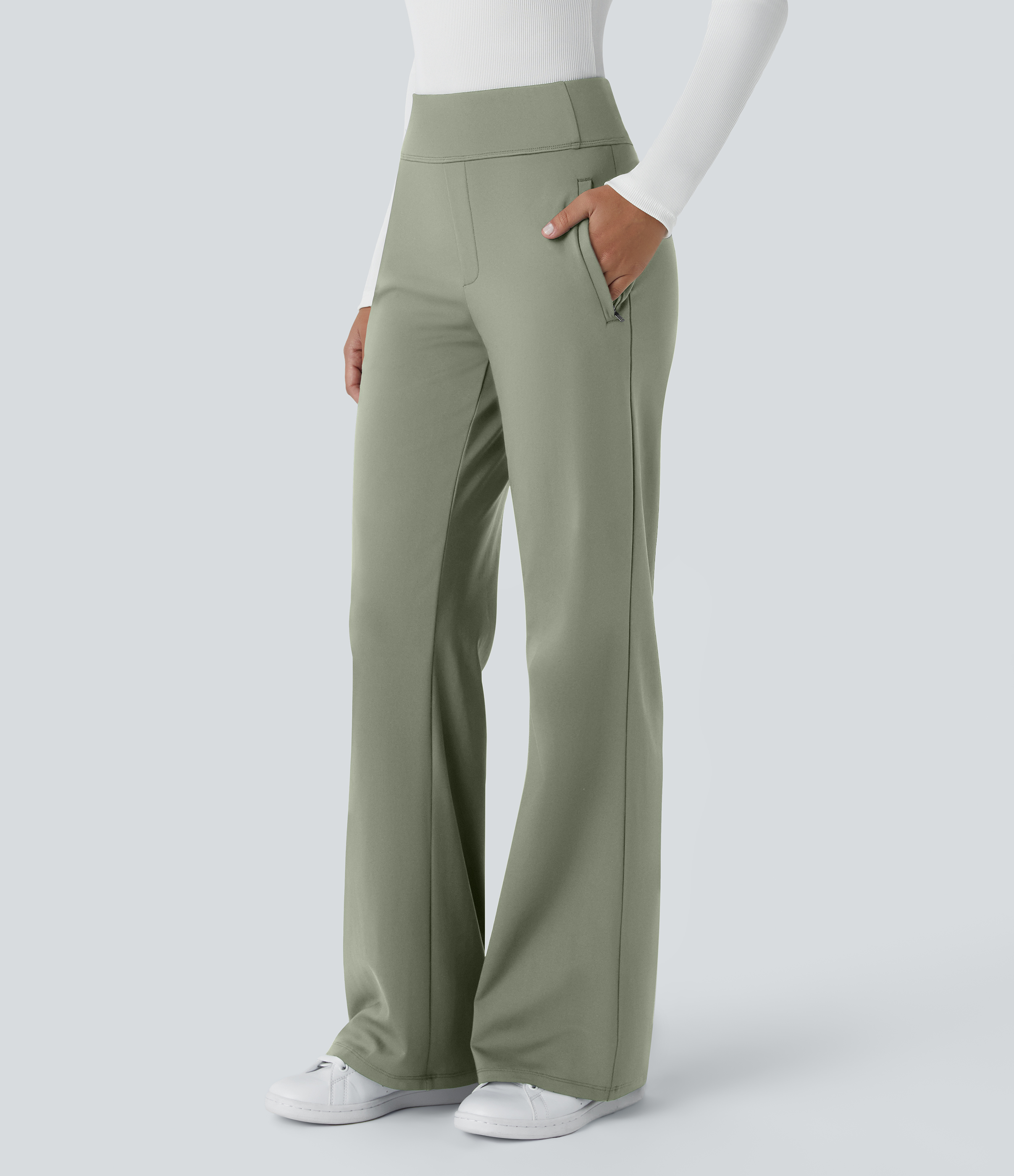 Halara Flex™ DayStretch Mid Rise Side Zipper Pocket Work Flare Pants