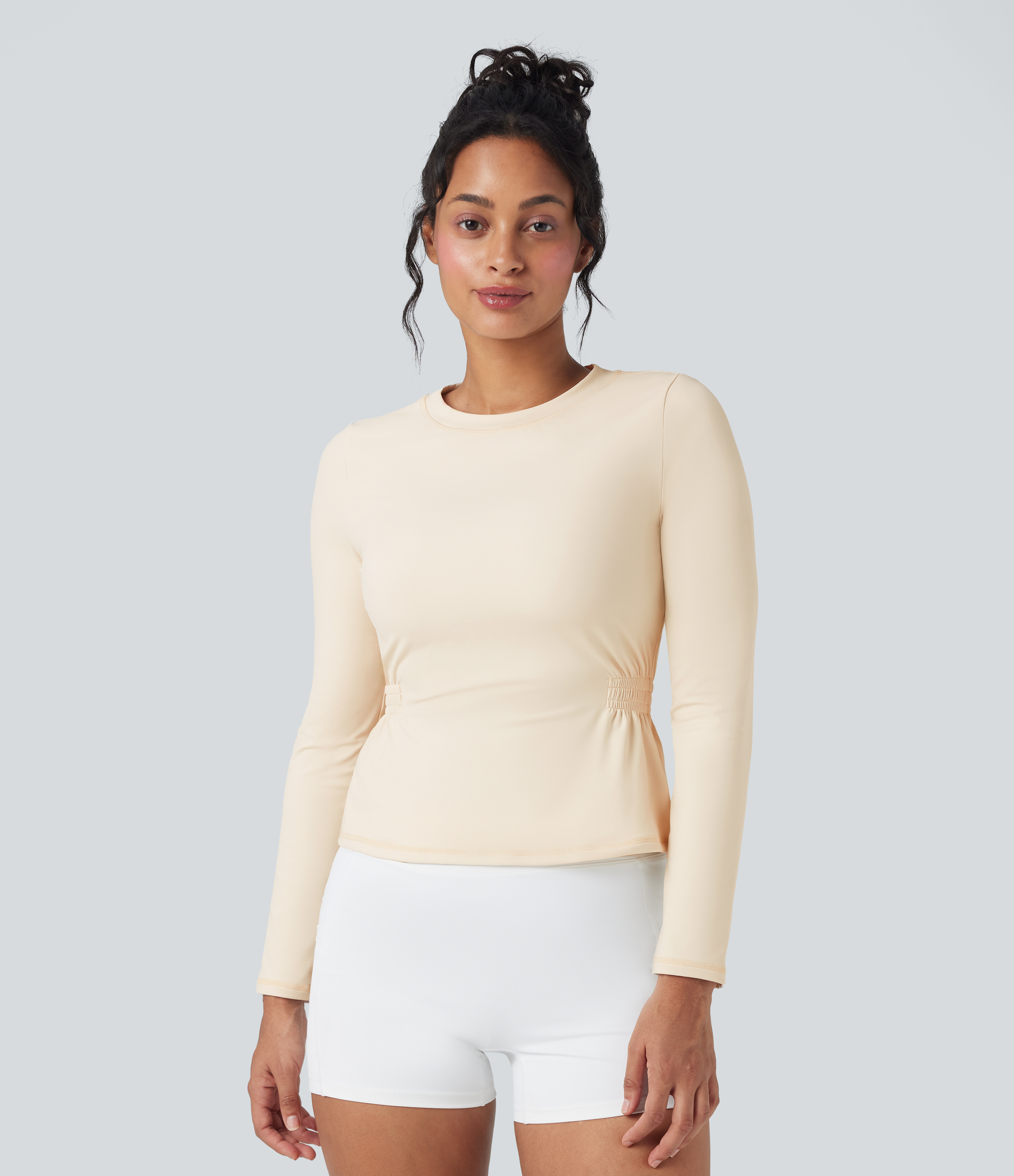 SoftlyZero™ Plush Long Sleeve Ruched Yoga Sports Top