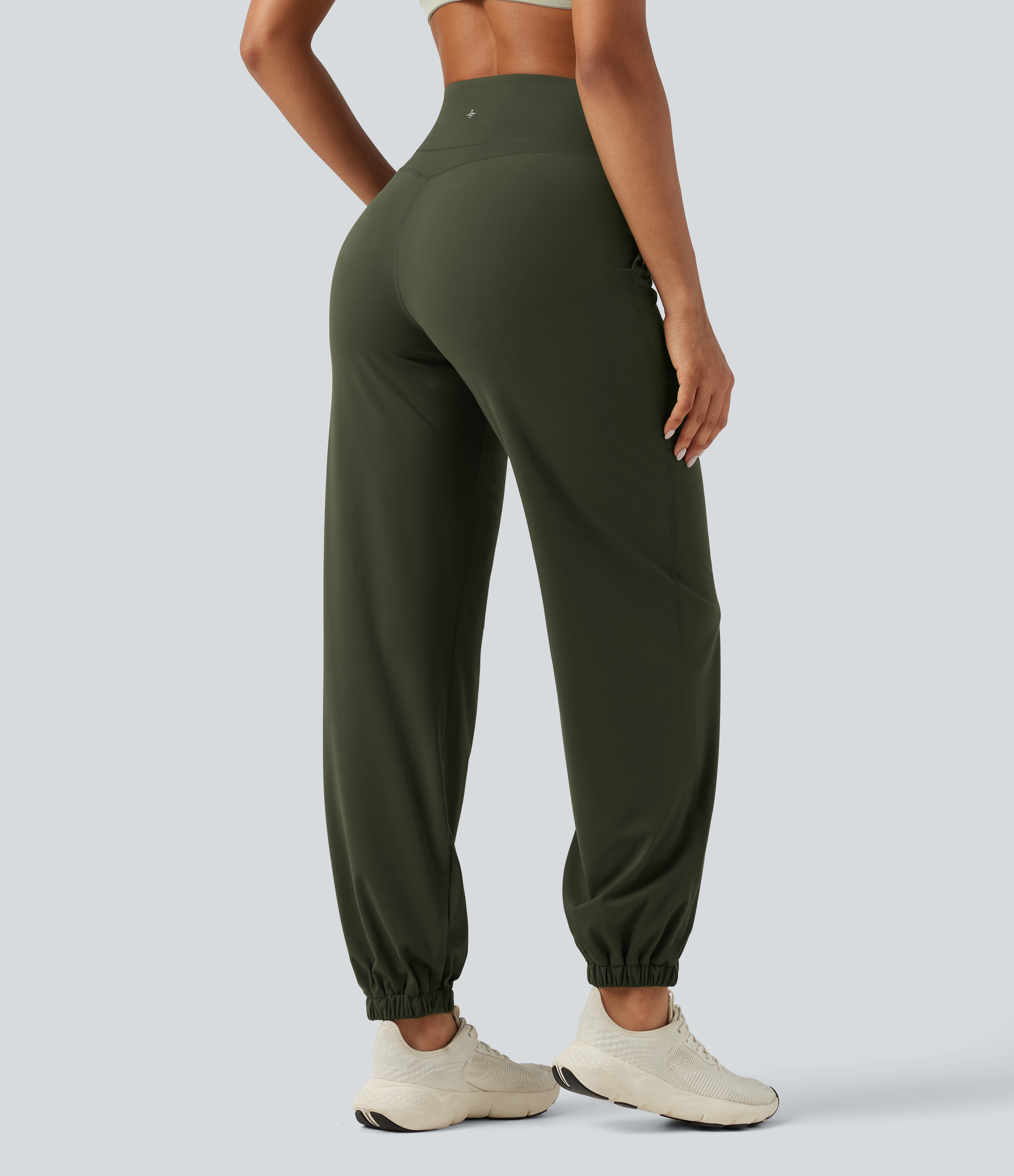 Deep Woodland Green Halara UltraSculpt™ High Waisted Tummy Control Tapered Yoga Joggers with Pockets / 2