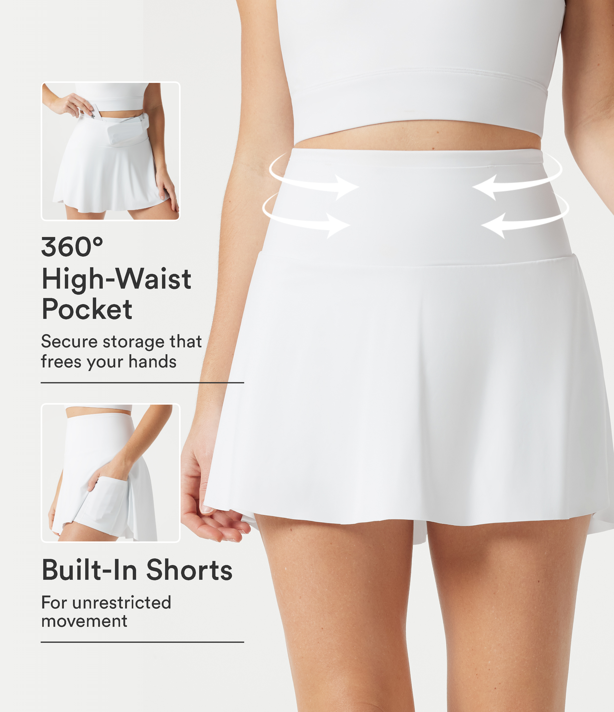 SoftlyZero™ Airy High Waisted Tummy Control 2-in-1 Cool Touch Mini Workout Skirt with Pockets-UPF50+