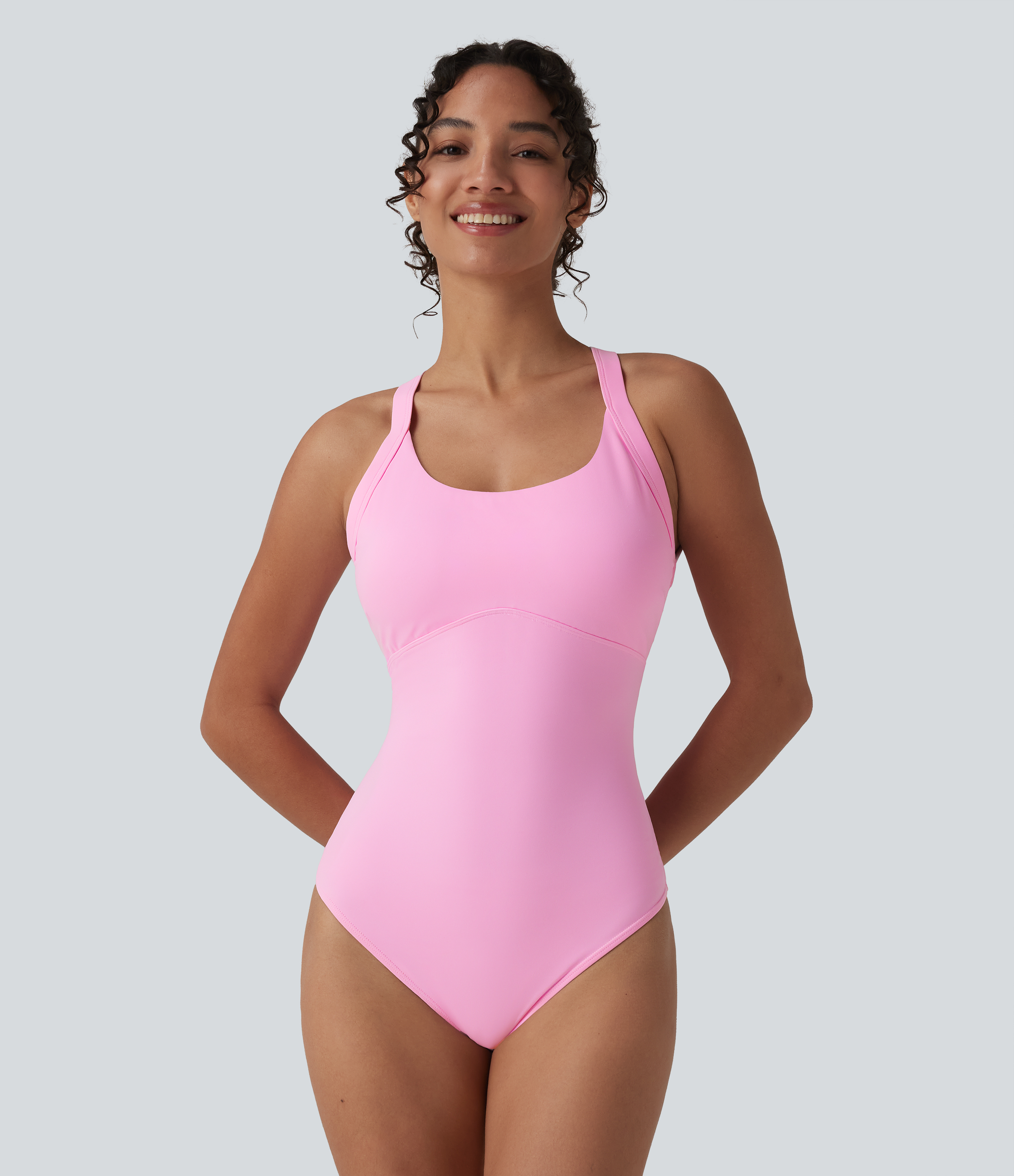 Nosegay SoftlyZero™ Airy Twisted Backless Adjustable Buckle U-Neck Sleeveless Built-in Bra InstantCool Casual Bodysuit / 2