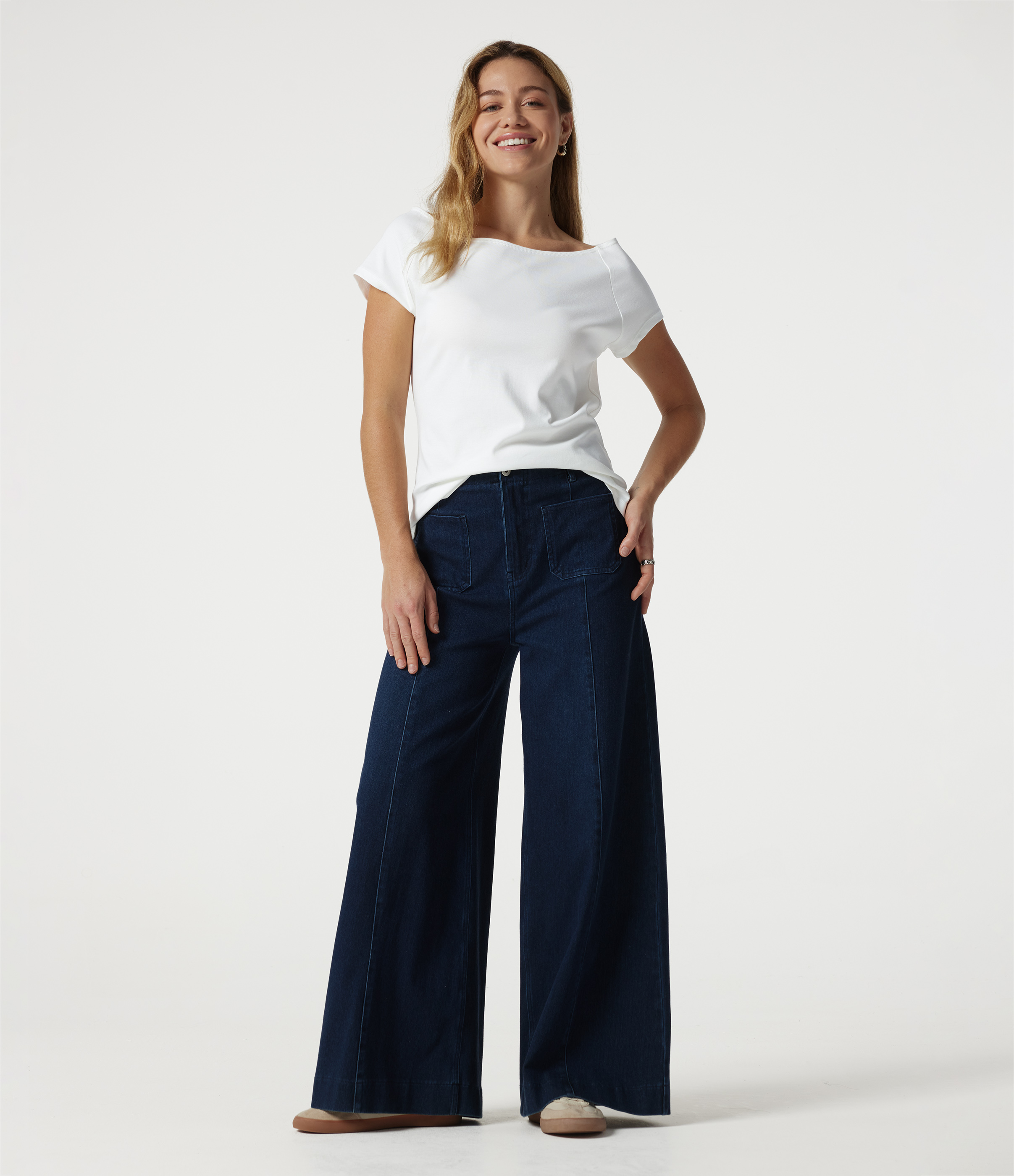 Boat Neck Short Sleeve Casual Pima Cotton T-Shirt