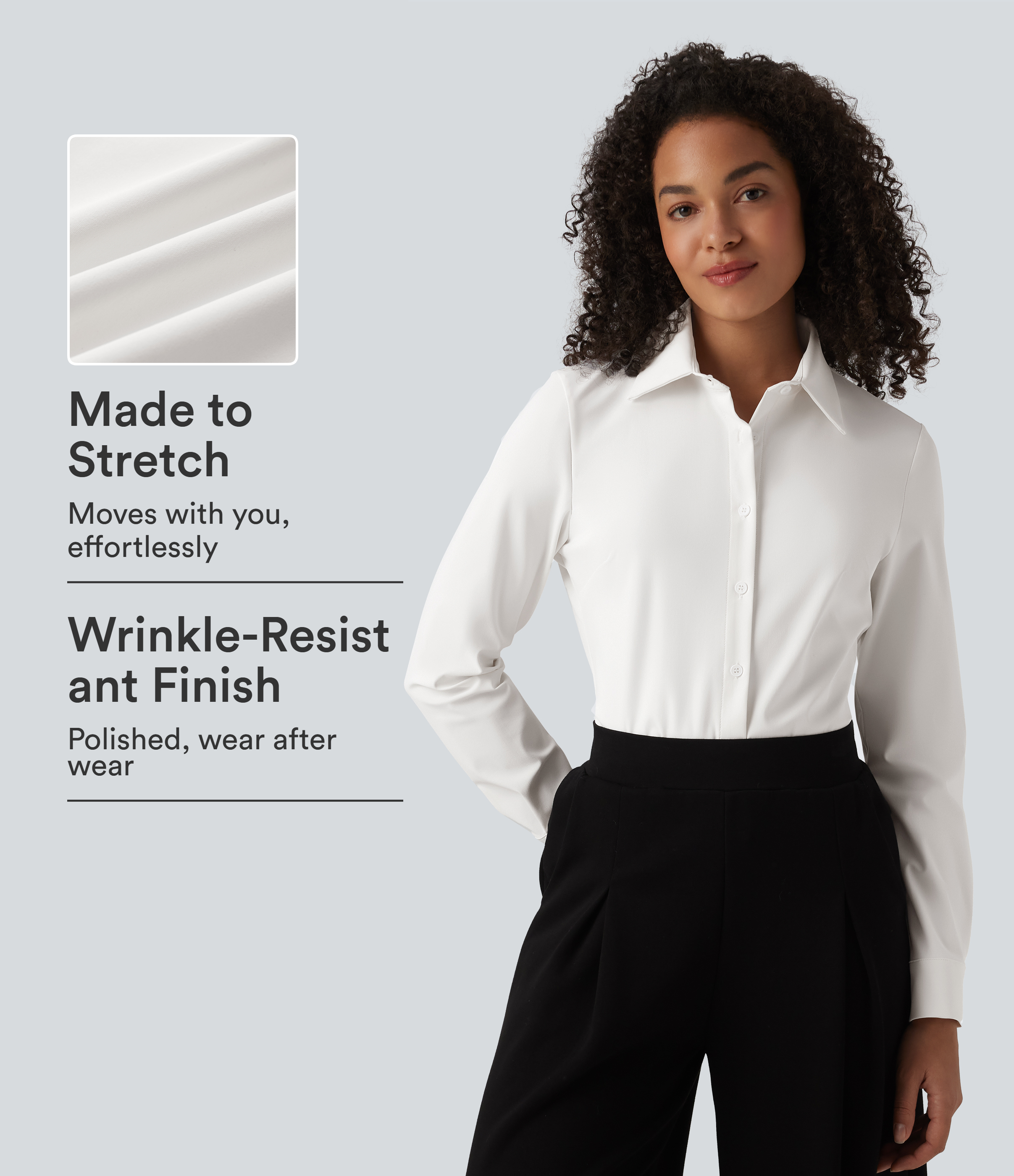 Collar Long Sleeve Wrinkle-resistant Quick Dry Work Shirt