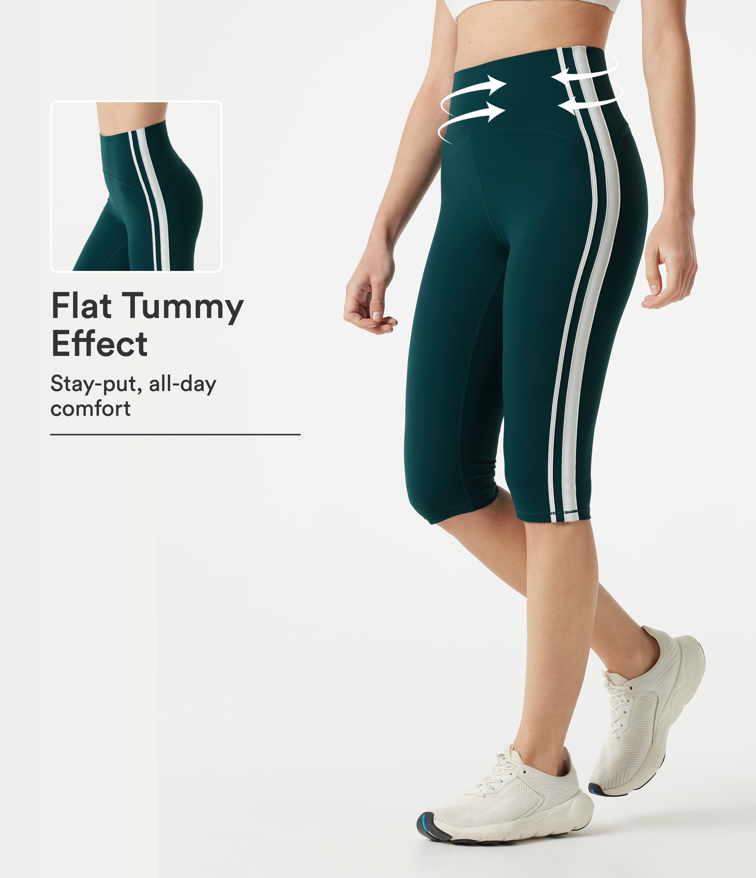 Halara UltraSculpt™ High Waisted Tummy Control Side Stripe Pedal Pusher Yoga Leggings