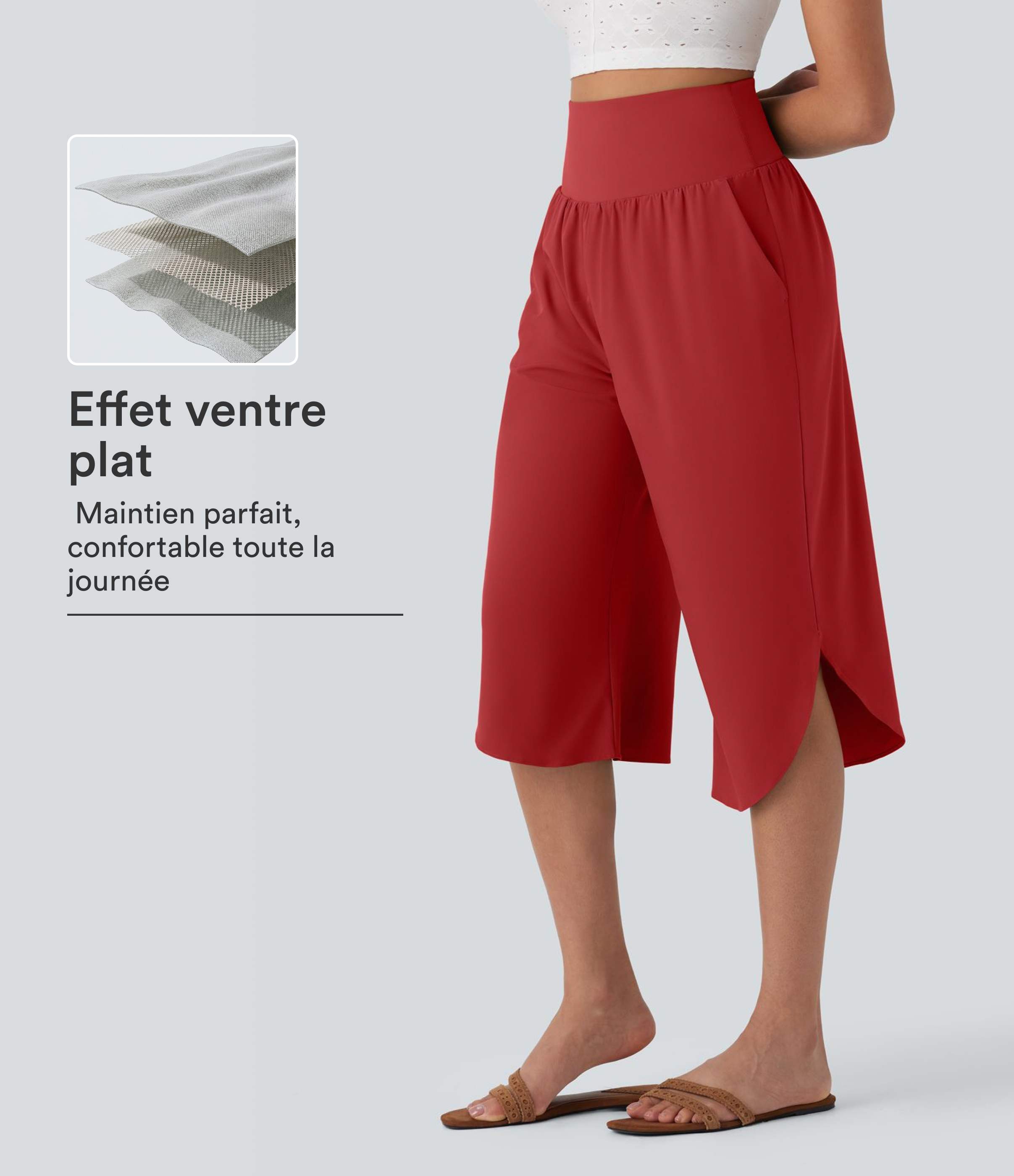 Pantalon corsaire gainant taille haute à ourlet asymétrique et séchage rapide avec poches Breezeful™