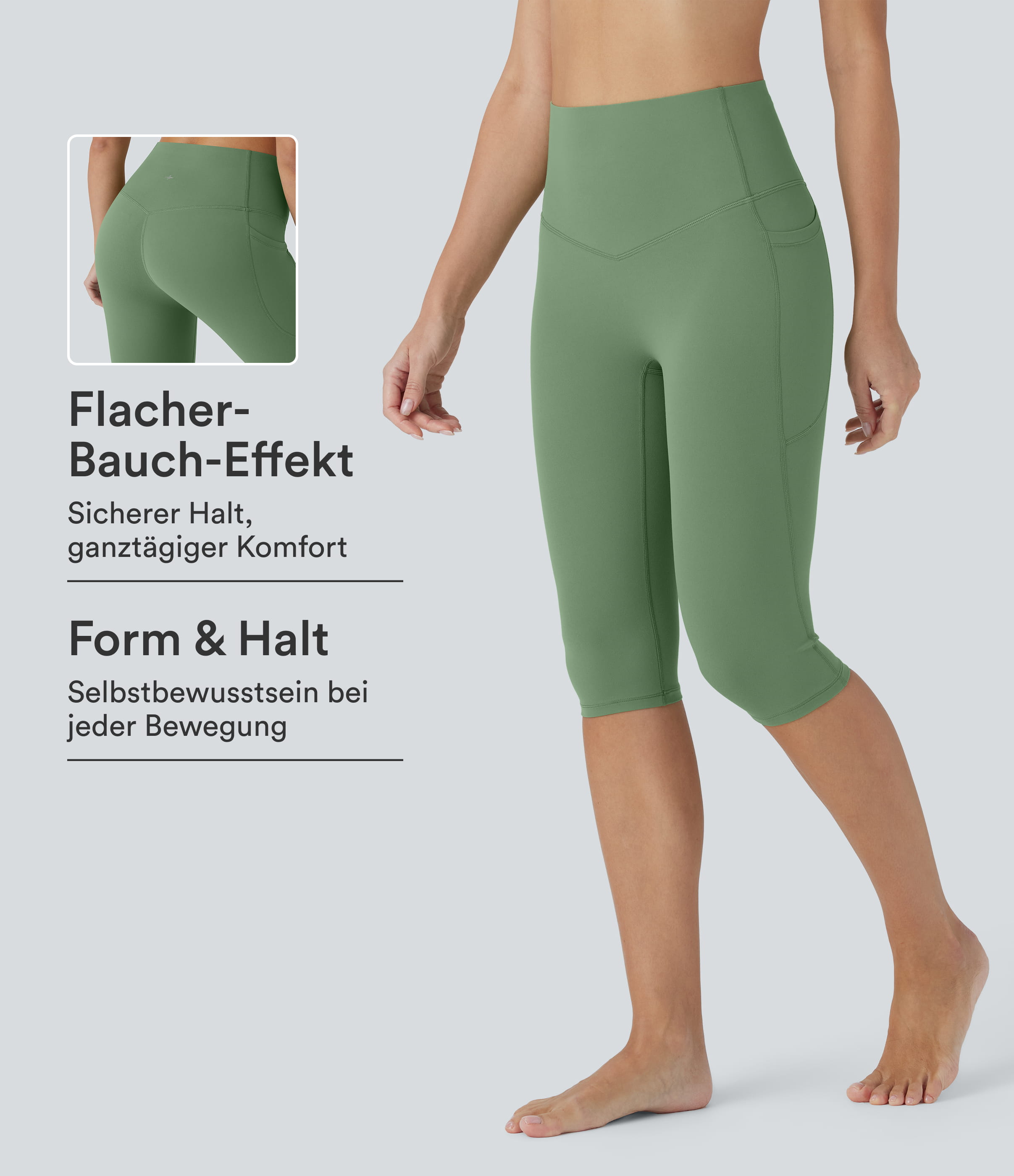 Halara UltraSculpt™ - Pedal-Pusher-Yoga-Leggings mit hohem Bund, Seitentaschen und Bauchkontrolle