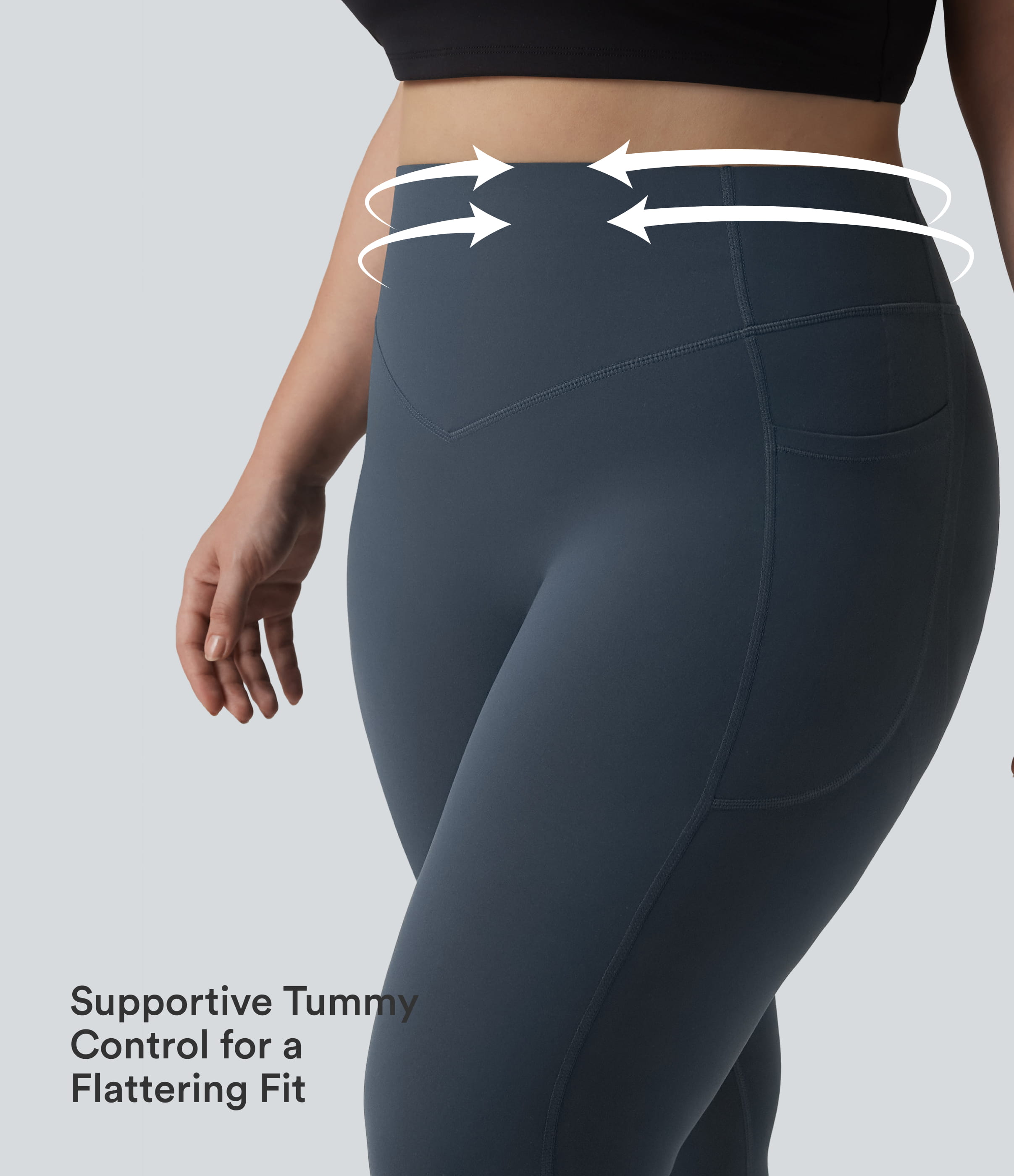Carbon Halara UltraSculpt™ leggings de talle alto con fruncido trasero para realzar los glúteos, control de abdomen, con bolsillos, efecto moldeador, para entrenamiento, tallas grandes / 2