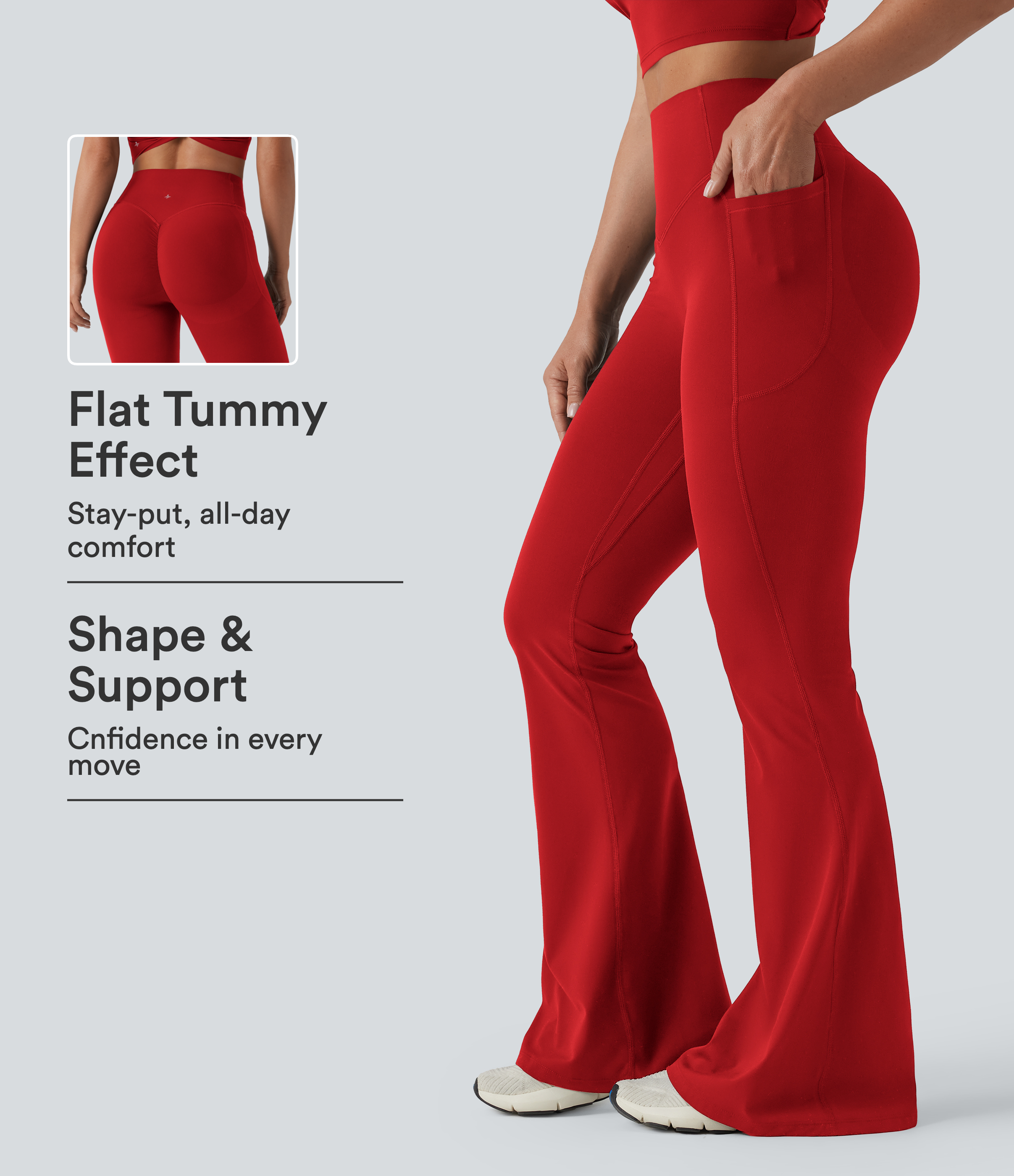 Halara UltraSculpt™ High Waisted Scrunch Butt Lifting Tummy Control Shaping Yoga Flare Leggings with Pockets