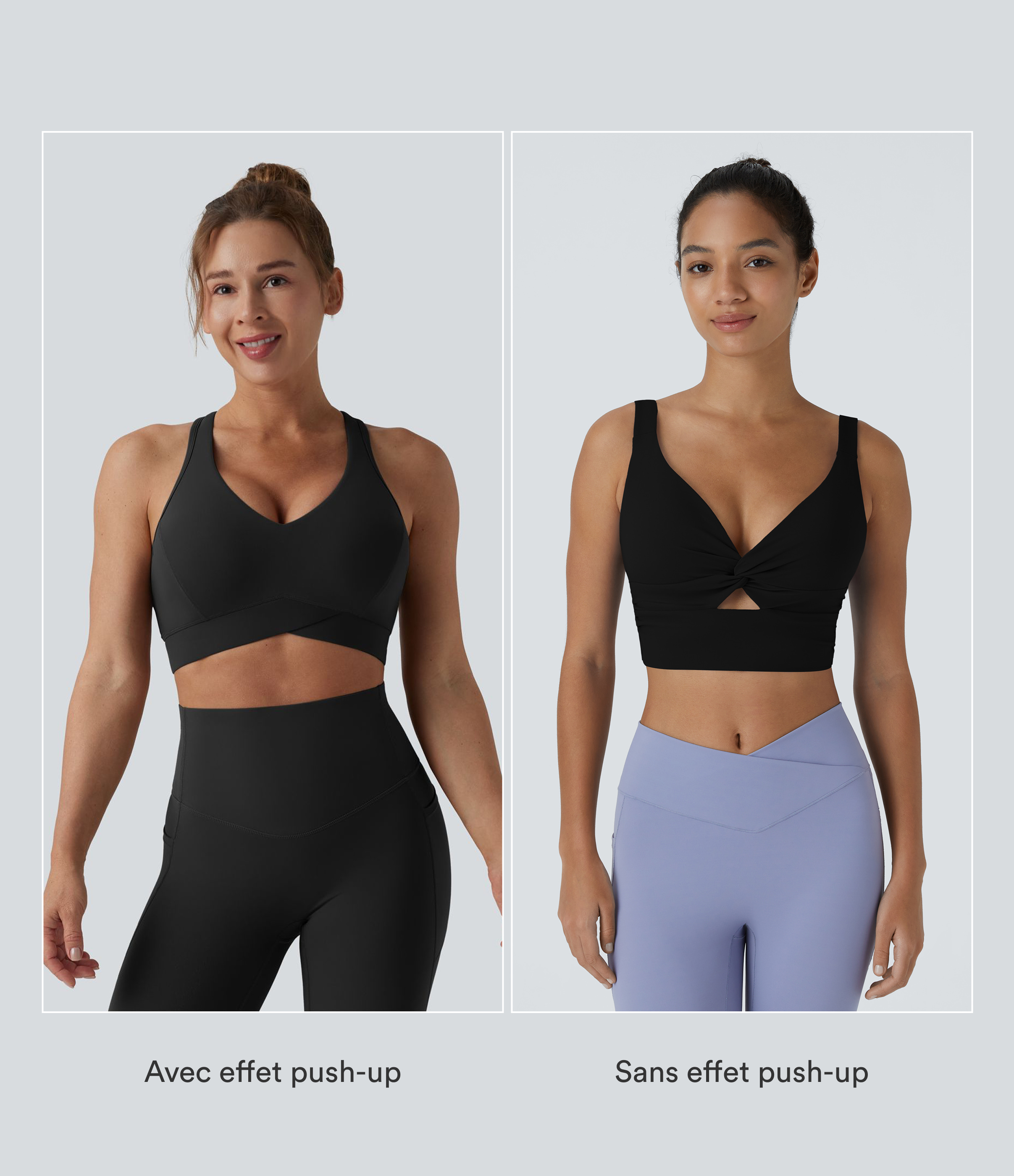 Black Brassière de sport running Halara UltraSculpt™ maintien léger col V dos nageur bonnets E-G / 2