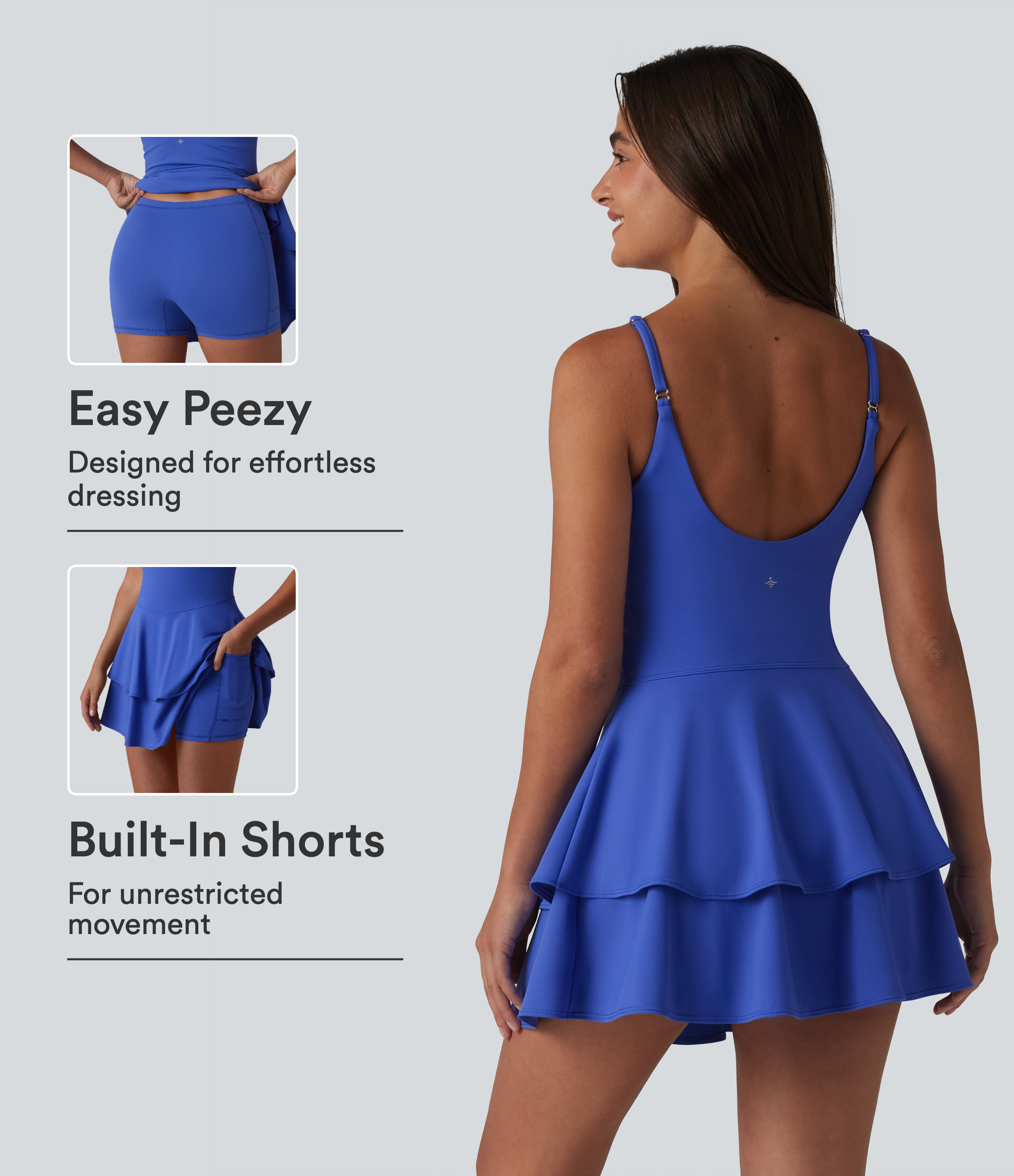 SoftlyZero™ Airy Built-in Bra 2-in-1 Tiered InstantCool Mini Tennis Active Dress with Pockets-Easy Peezy Edition-UPF50+