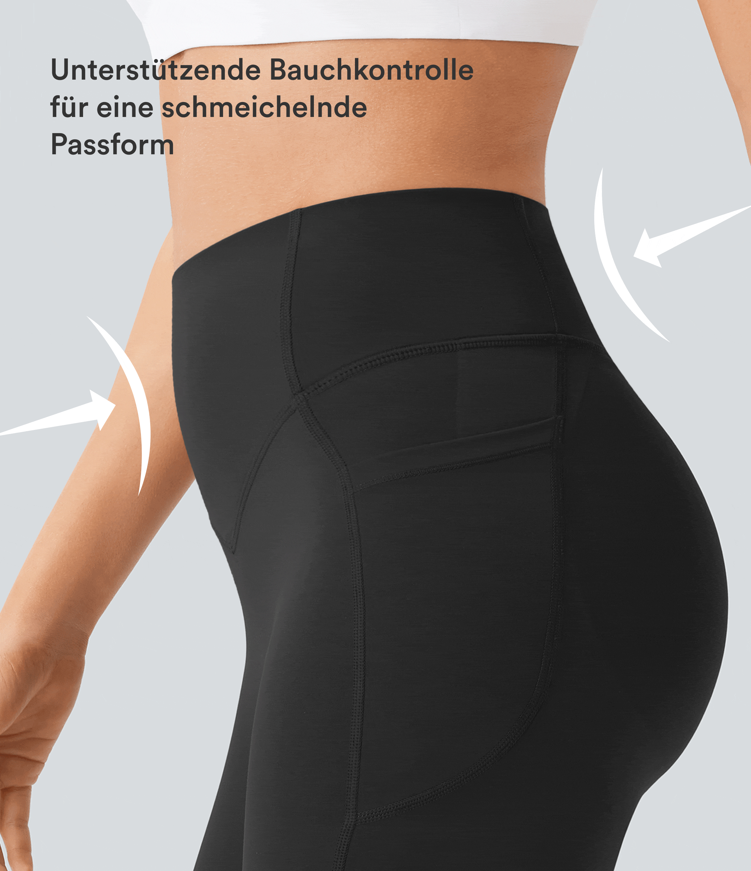 Schwarz Halara UltraSculpt™ - Formende Workout-Shorts mit hohem Bund, Seitentaschen, Booty-Scrunch und Seitentaschen - Po-Lifting, 17,8 cm / 2