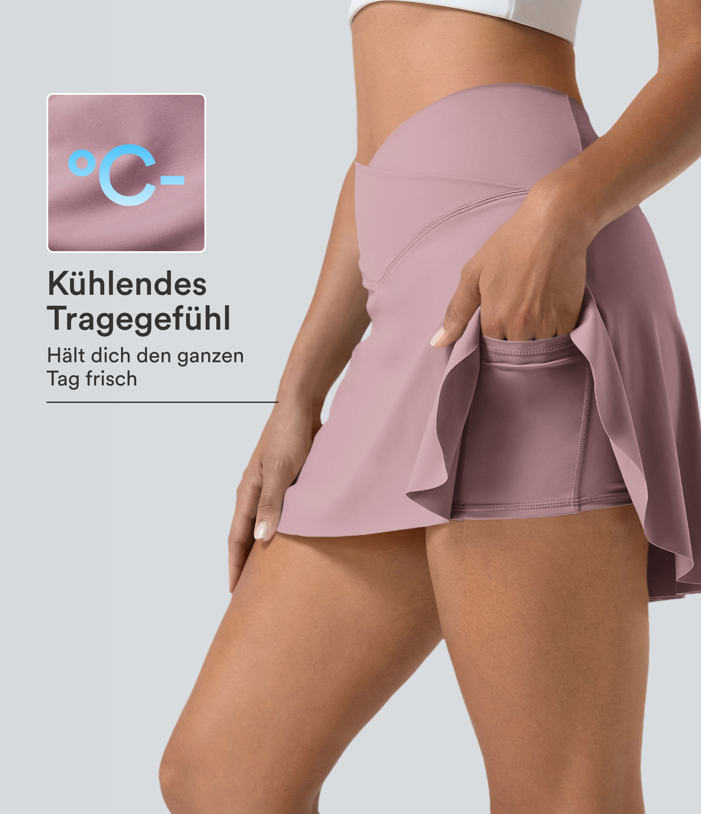 Everyday Softlyzero™ Airy Crossover 2-in-1-Mini-Tennisrock mit Seitentaschen-Lucid