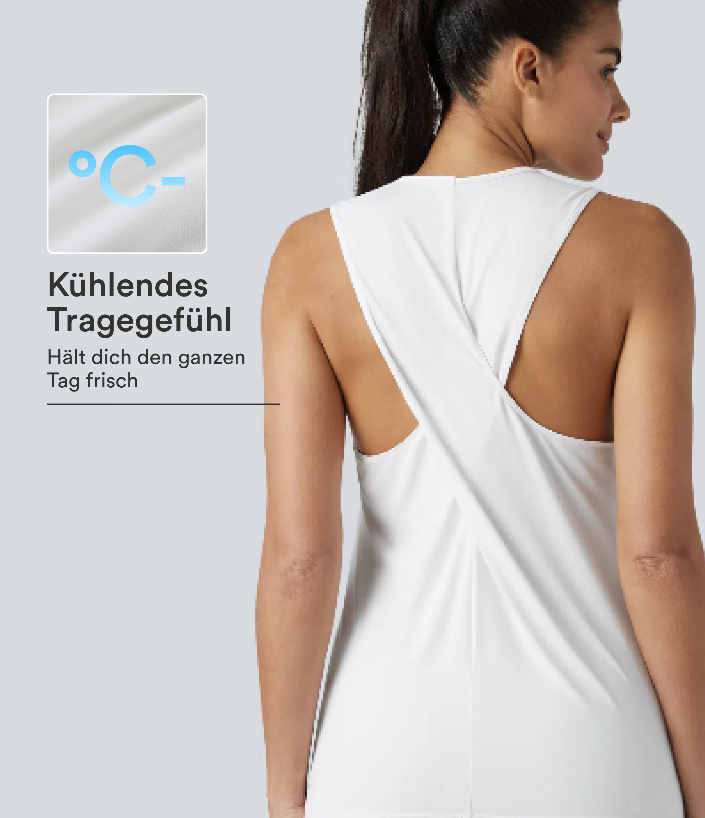 Ärmelloses Yoga-Sport-Top mit Racerback, überkreuztem Rückendesign und Cool-Touch - schnelltrocknend, UPF50+
