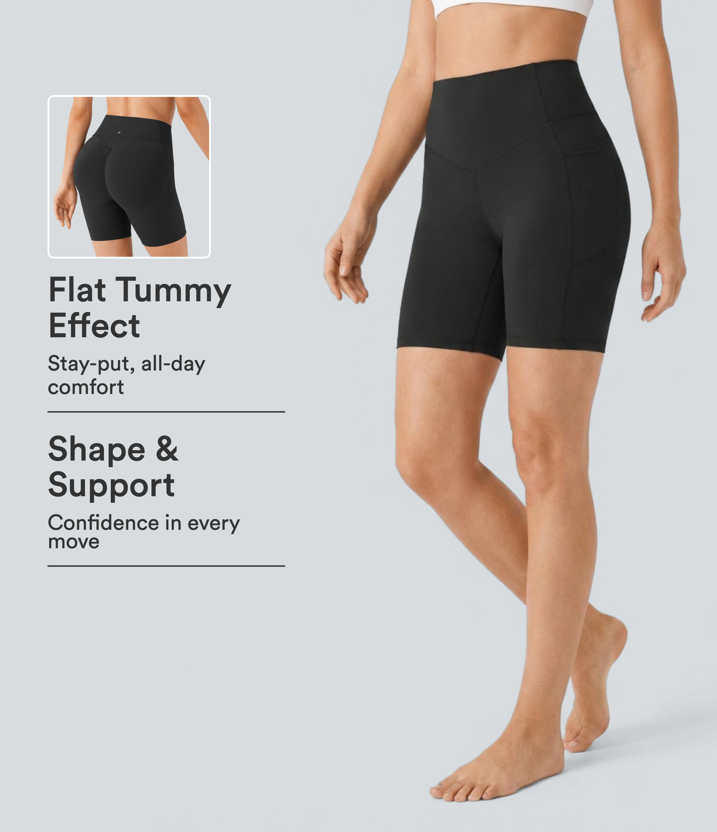 Halara UltraSculpt™ High Waisted Scrunch Butt Lifting Tummy Control Side Pocket Shaping Workout Biker Shorts 7''