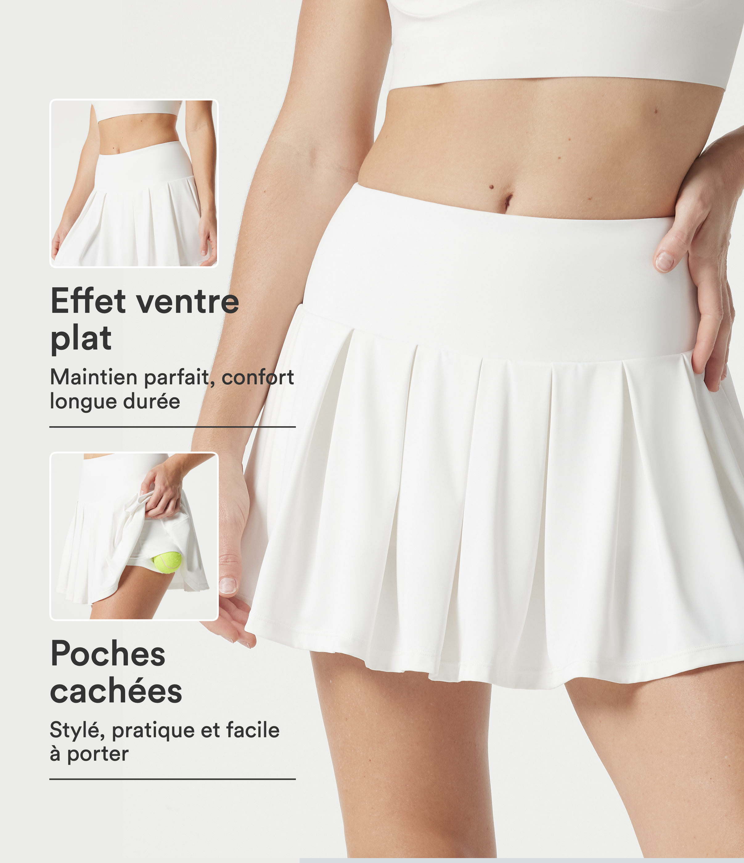 Jupe-short de tennis mini SoftlyZero™ QuickDry taille mi-haute gainante à plis avec poches