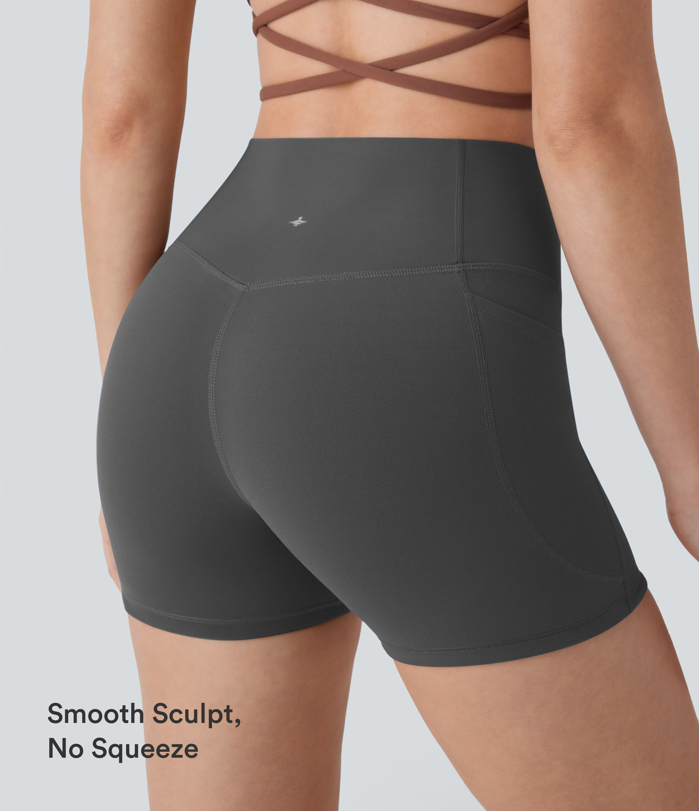 Volcanic Ash Halara UltraSculpt™ Biker-Shorts mit hoher Taille, bauchformend und mit Taschen, 3'' / 2