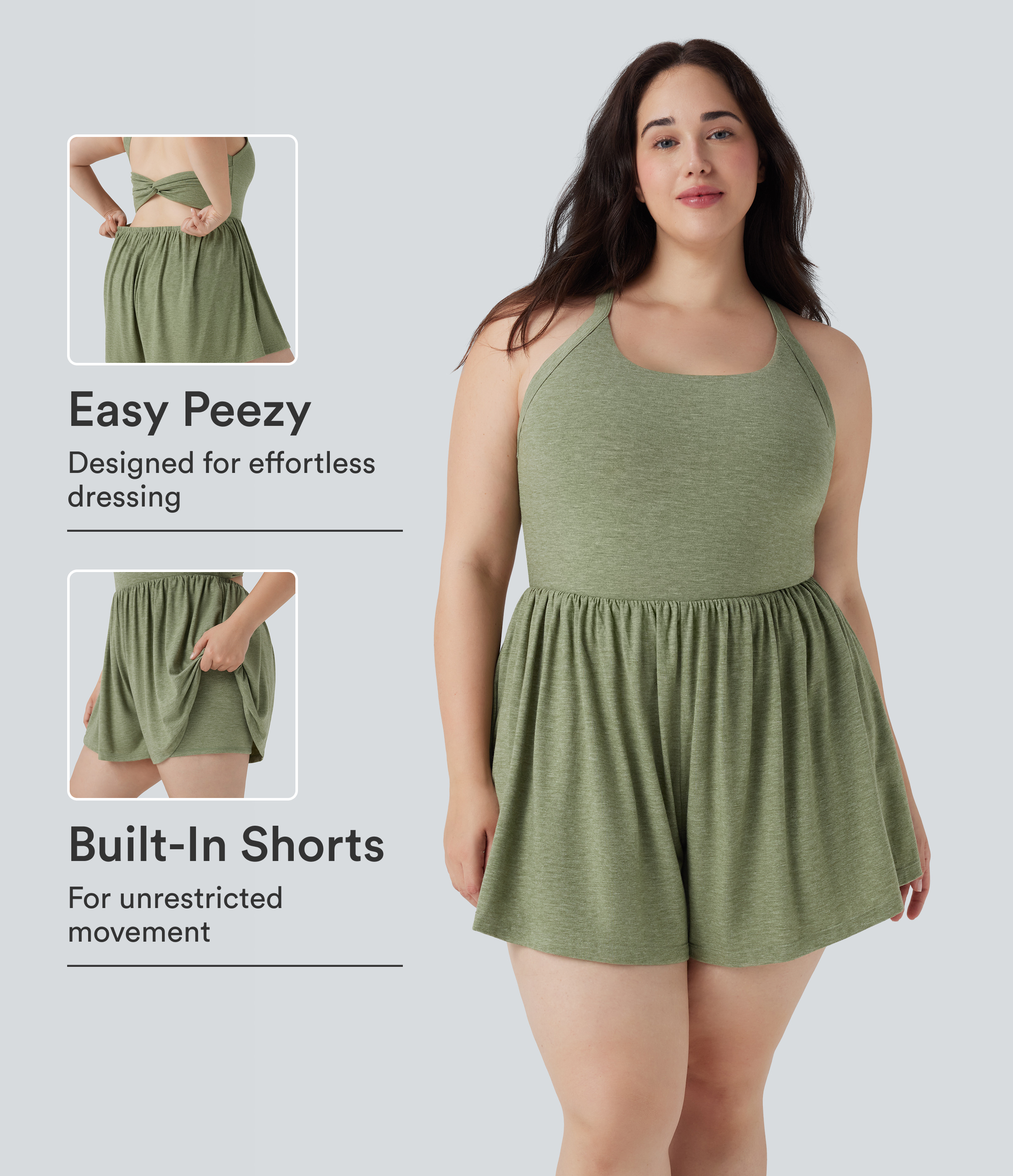 2-in-1 Plus Size Romper with Pockets-Easy Peezy Edition