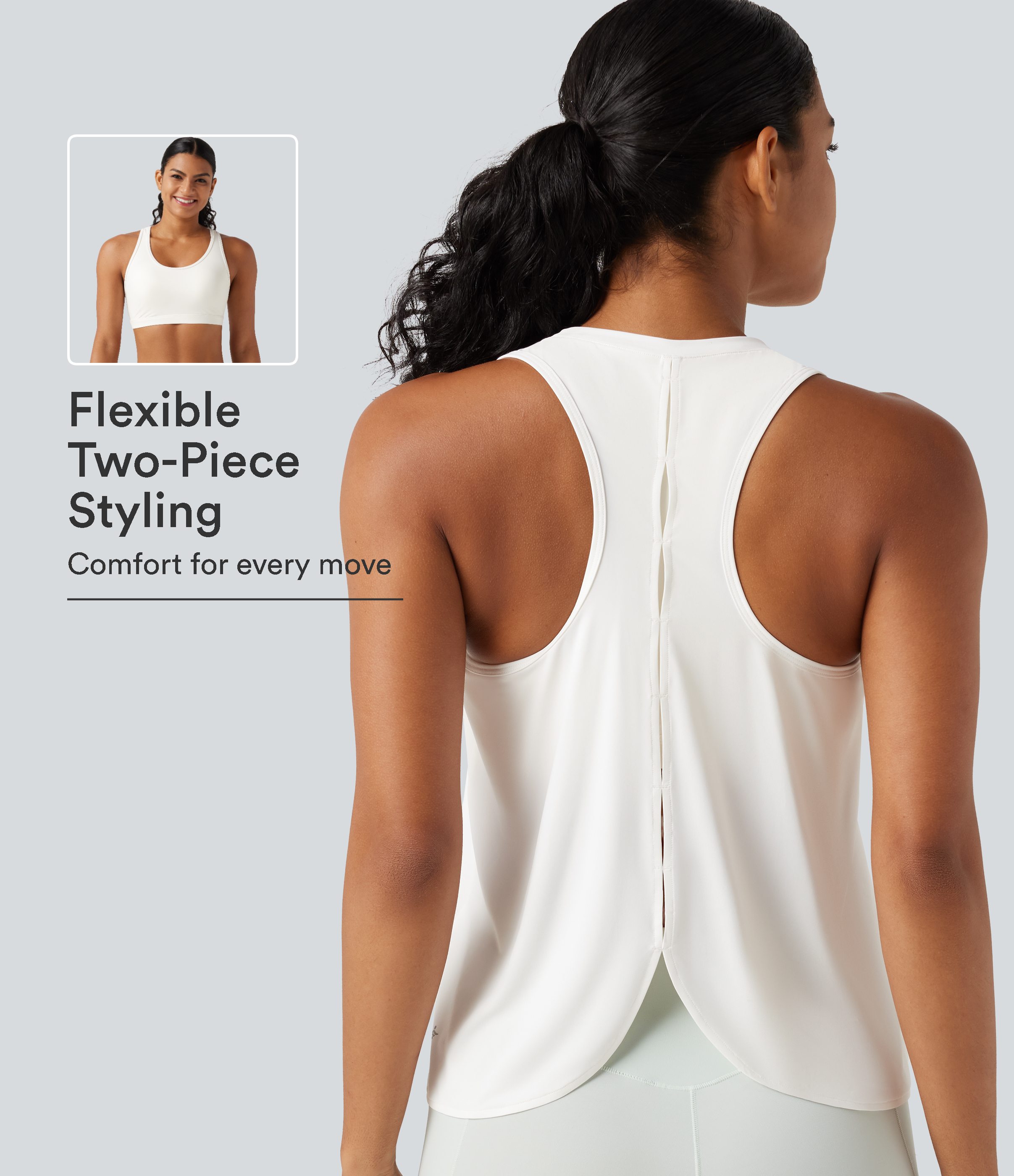 Lässiges, 2-teiliges Tanktop mit Rundhalsausschnitt, Racerback, integriertem BH und Cool-Touch - UPF50+