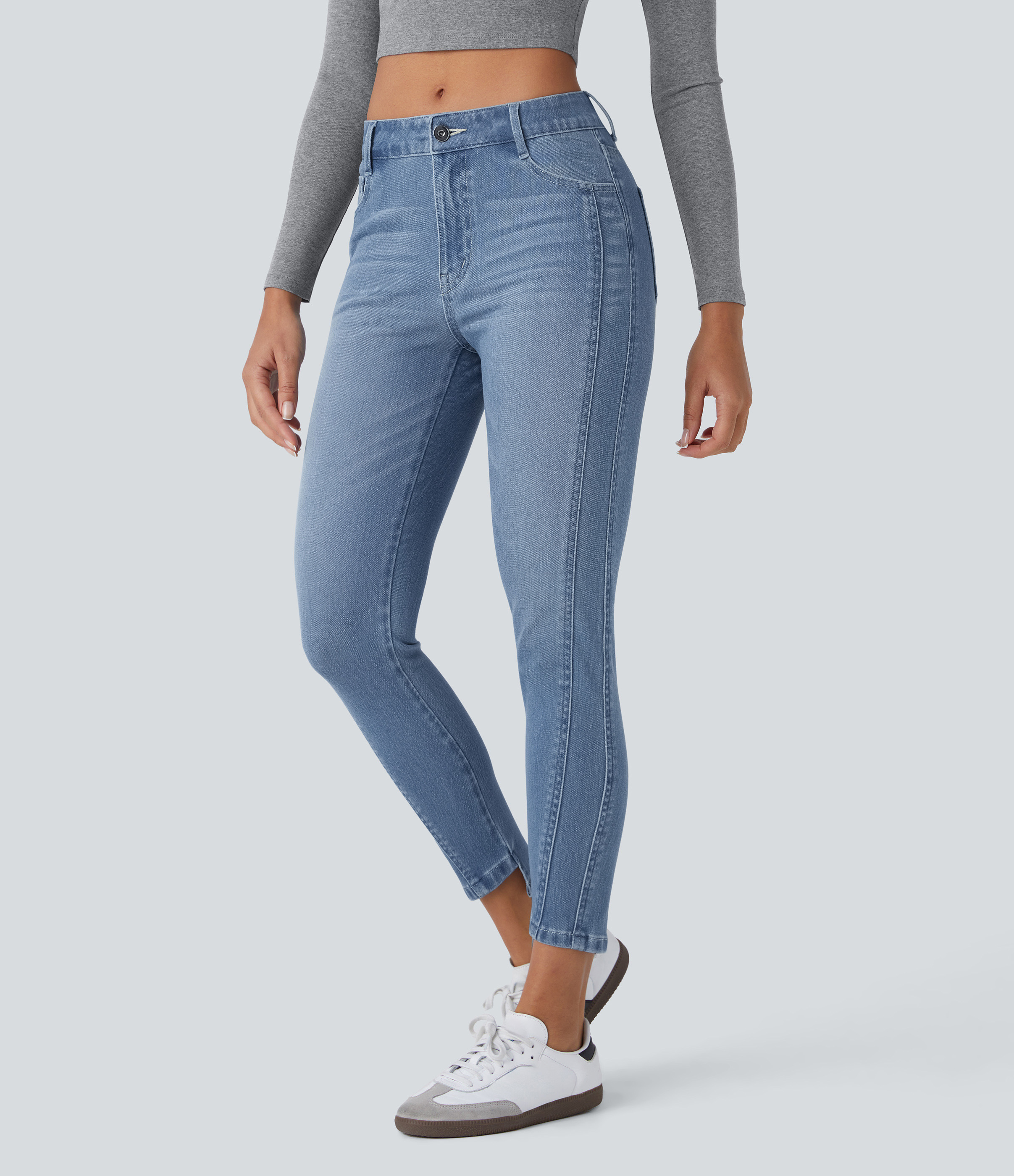 Jeans Halara Flex™ ajustado elástico cremallera botón múltiple bolsillo