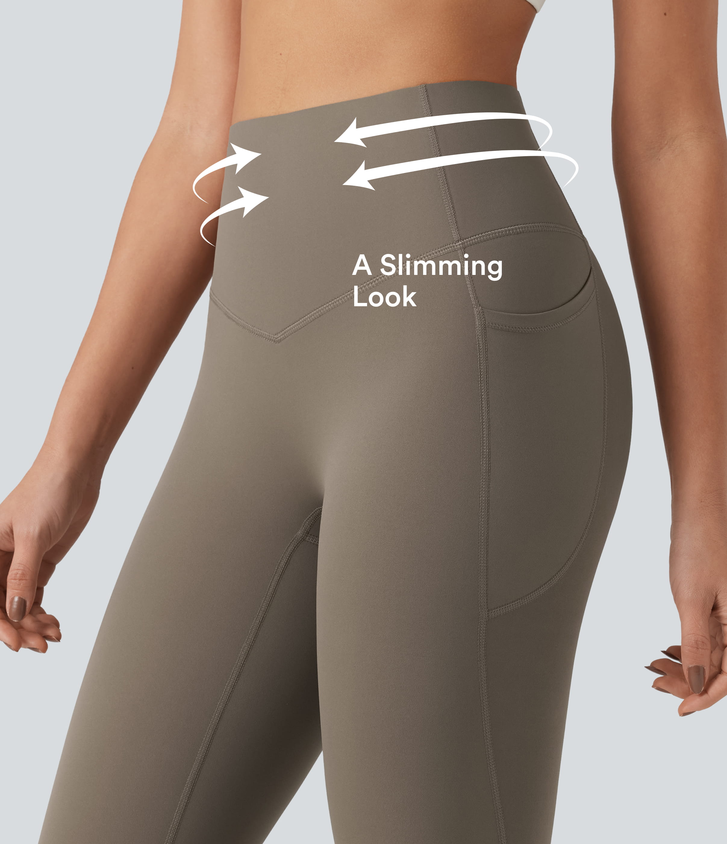 Dawn Brown Leggings SoCinched UltraSculpt entrenamiento control abdomen bolsillo lateral tiro alto / 2