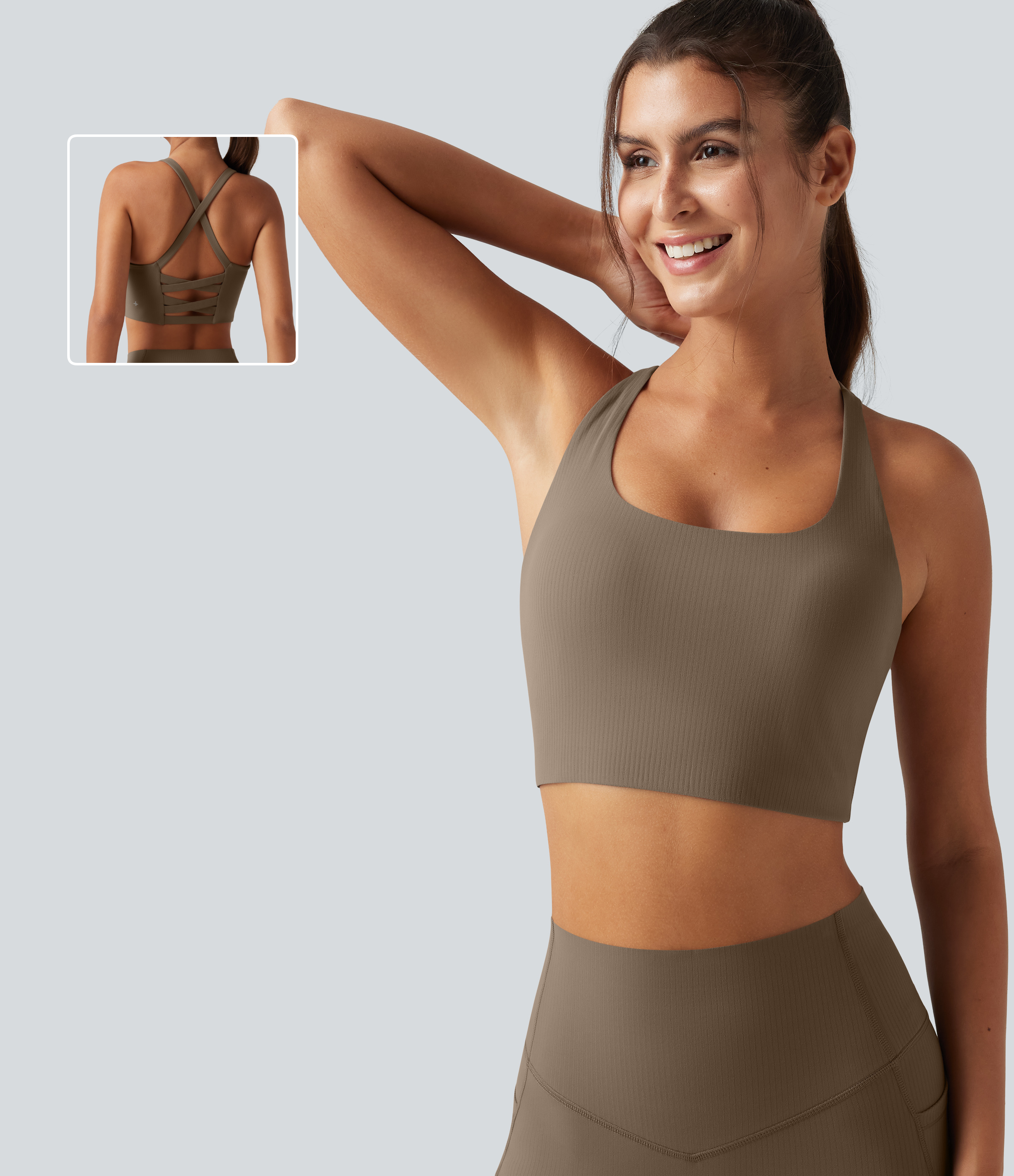 Halara UltraSculpt™ Ribbed Low Support Built-in Bra Running Sports Bra