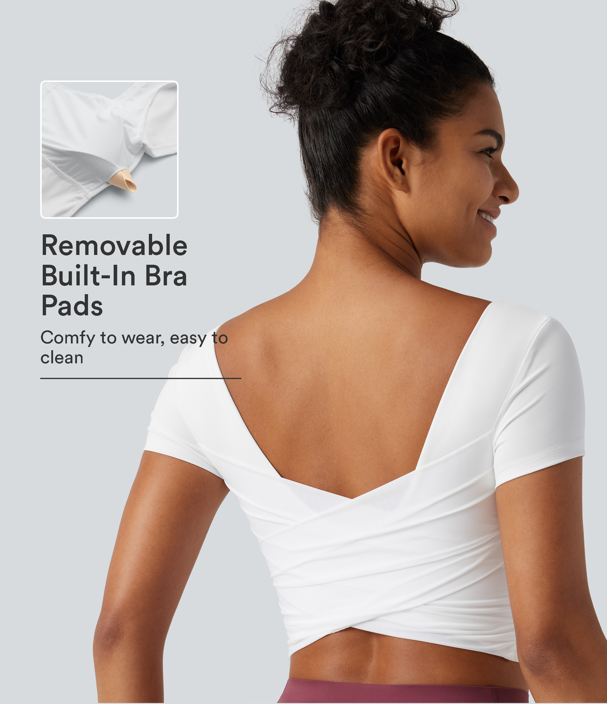 SoftlyZero™ Quick Dry Diamond Collar Built-in Bra Short Sleeve Cropped Yoga Sports Top
