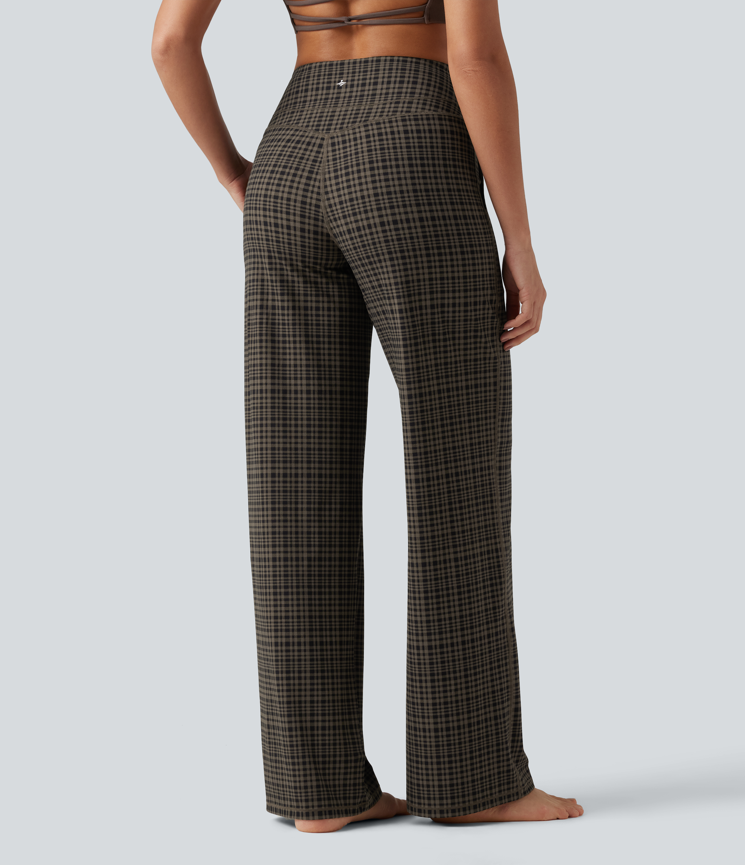 Sandstone Check Plaid Halara UltraSculpt™ - Yogahose mit hohem Bund, Seitentaschen, Bauchkontrolle, Karomuster und geradem Bein / 2